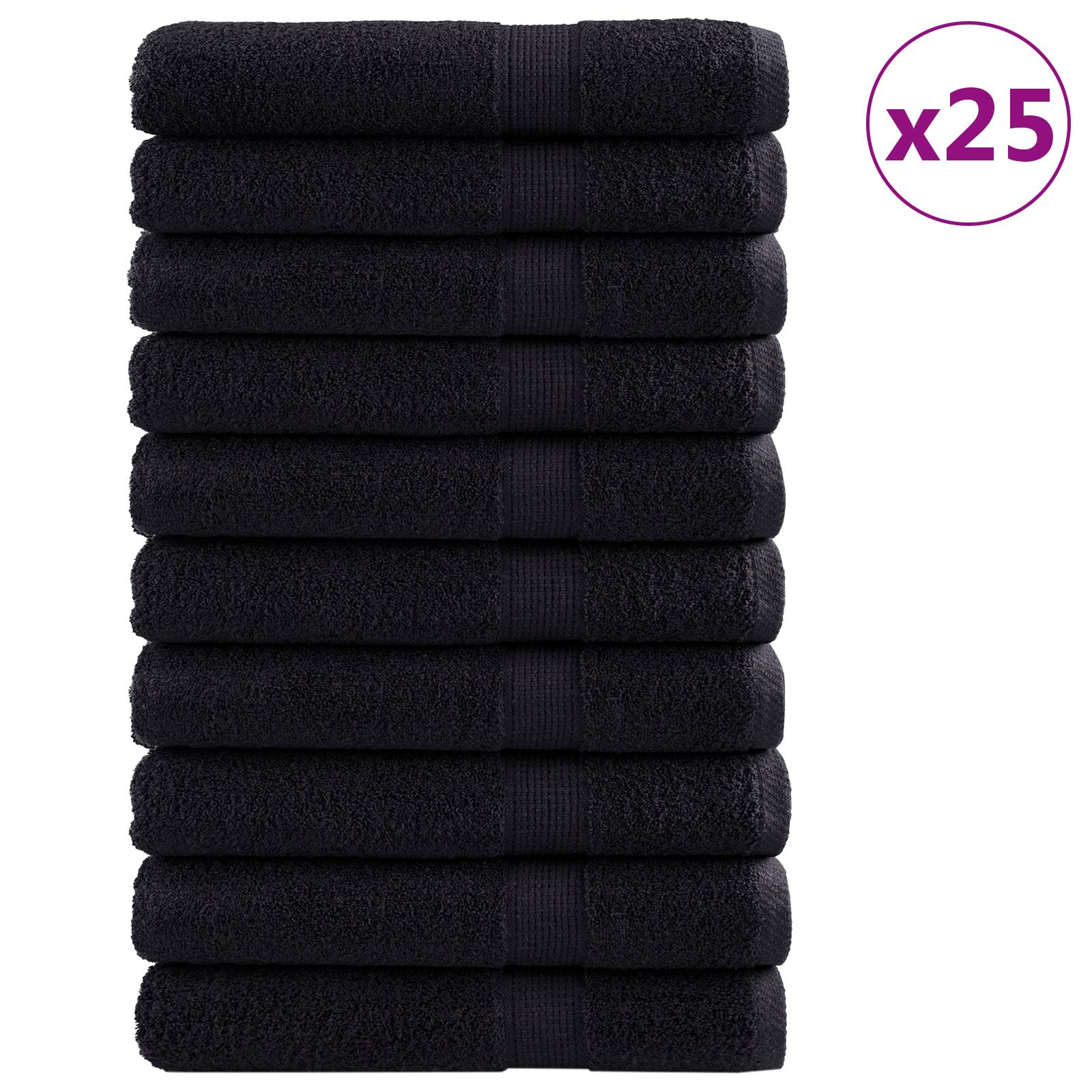 vidaXL Premium Saunatücher 'SOLUND'25 Stück Schwarz 80 x 200 cm 550gsm