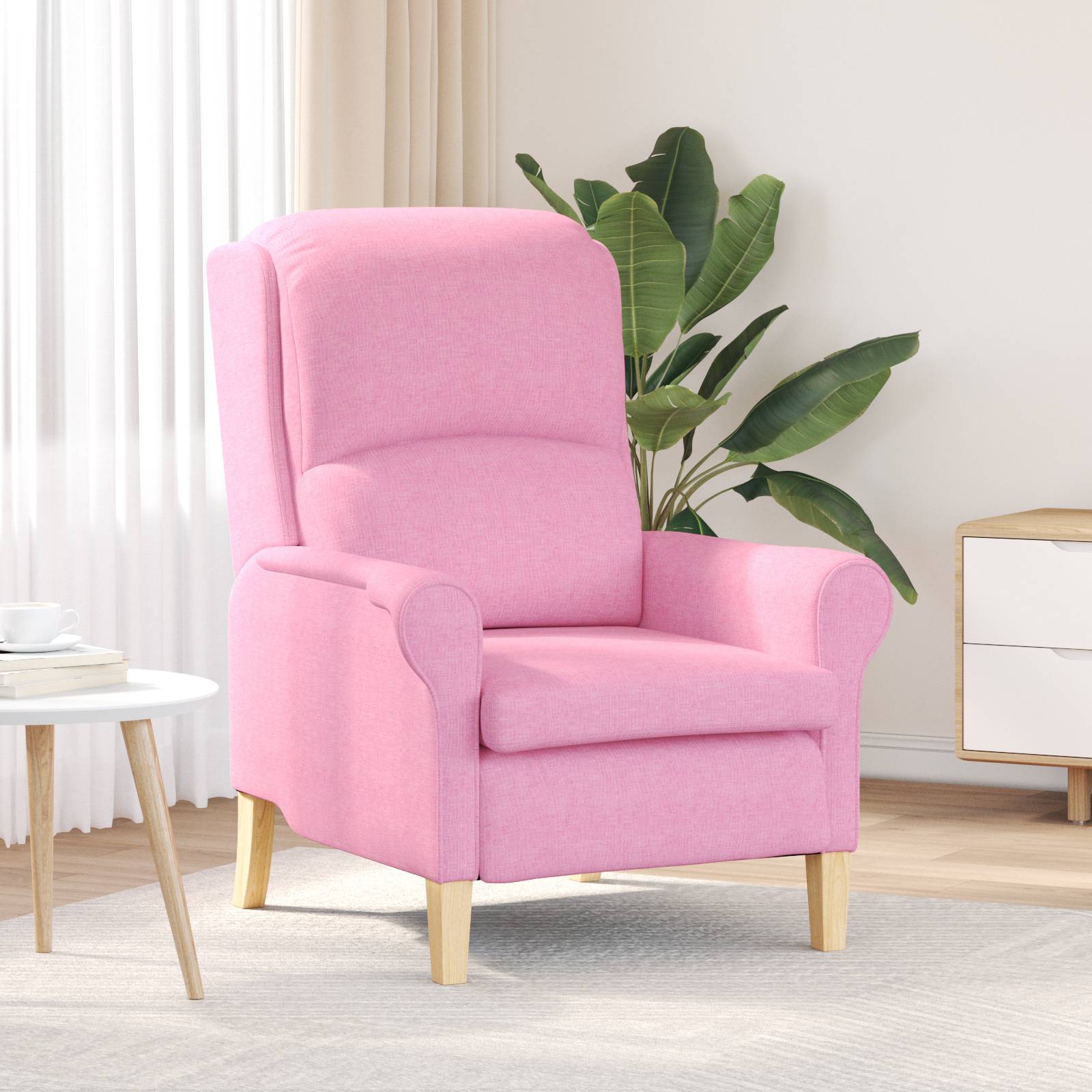 vidaXL Moderner Sessel Rosa Polyester, Holz Mittel Ergonomisch