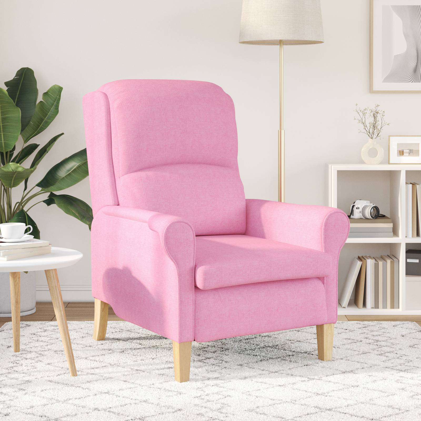 vidaXL Moderner Sessel Rosa Polyester, Holz Mittel Ergonomisch