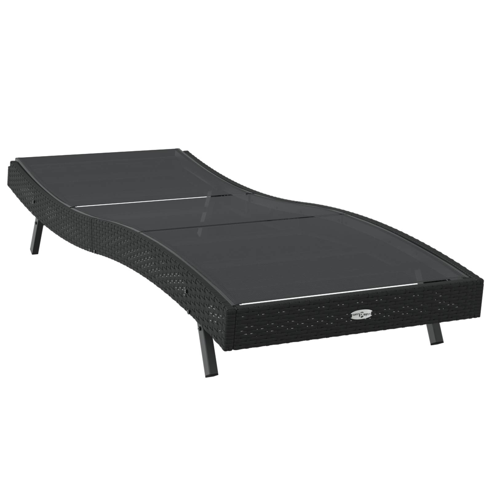 vidaXL Schwarze Sonnenliege aus Poly Rattan und Textilene von