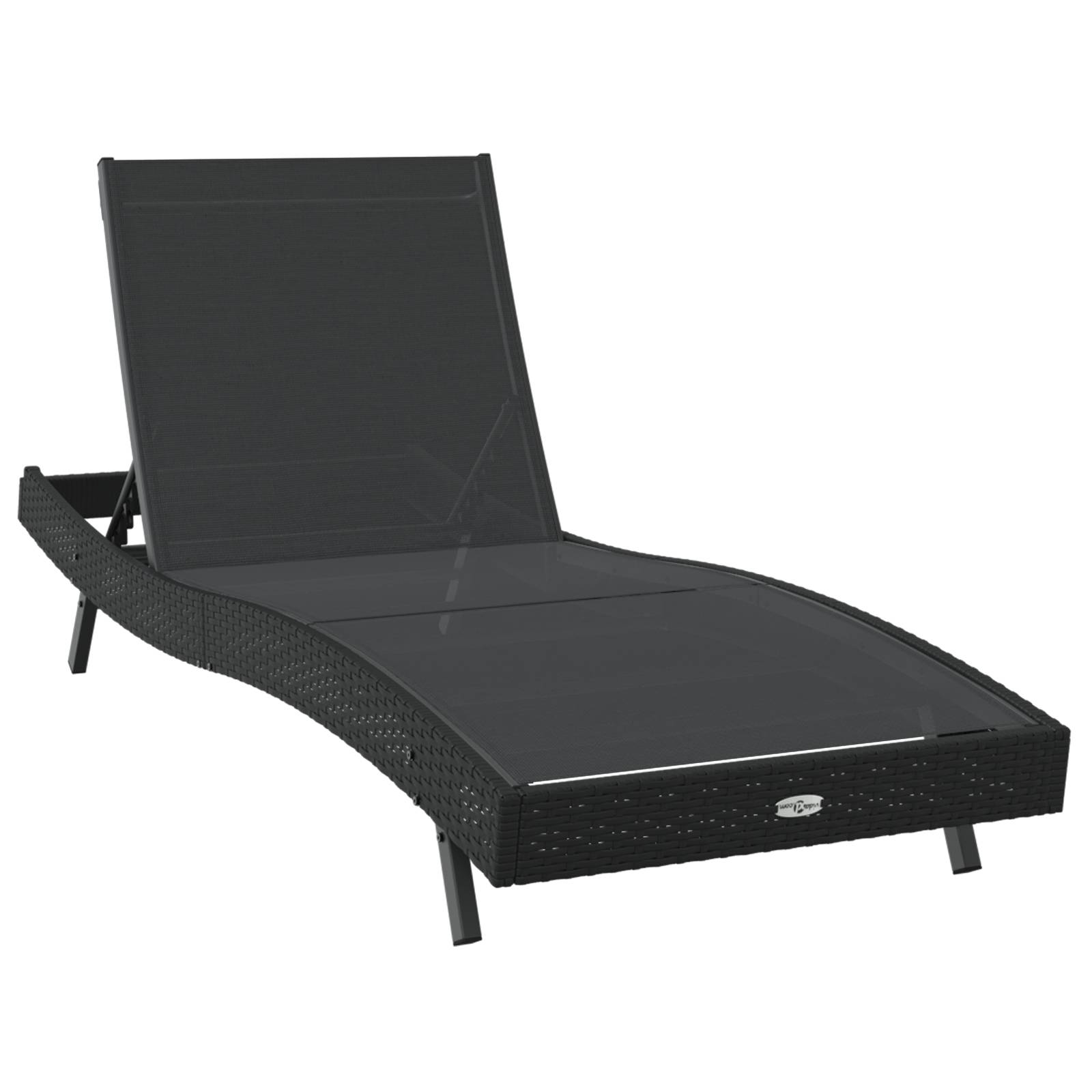 vidaXL Schwarze Sonnenliege aus Poly Rattan und Textilene von