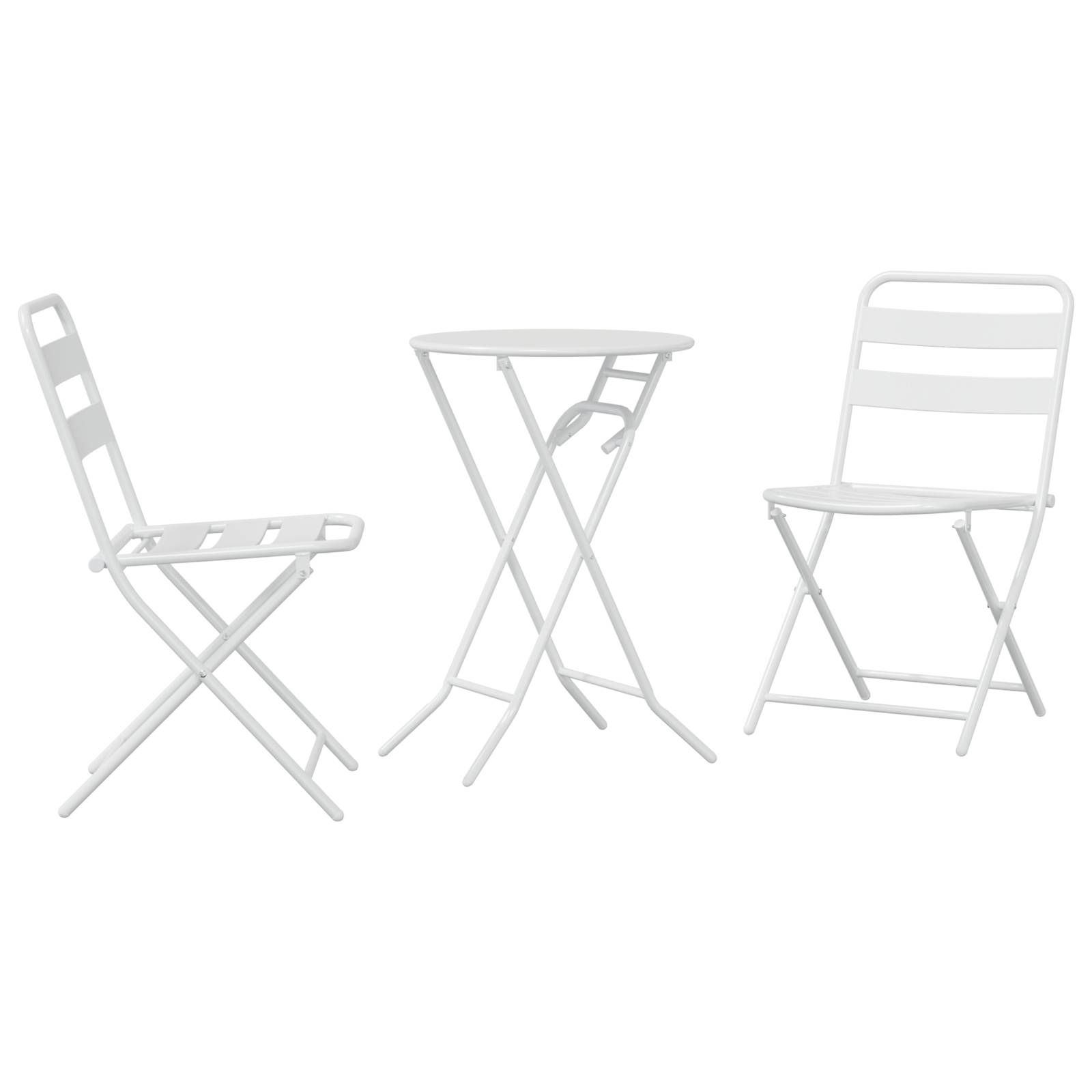 vidaXL 3-teiliges Klapp-Bistro-Set Weiß Stahl
