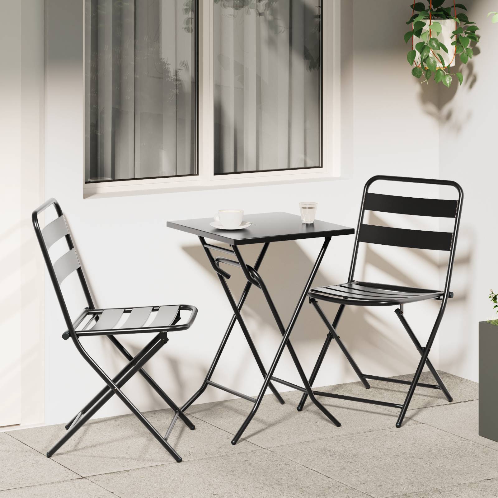 vidaXL 3-teiliges faltbares Bistro-Set anthrazit Stahl
