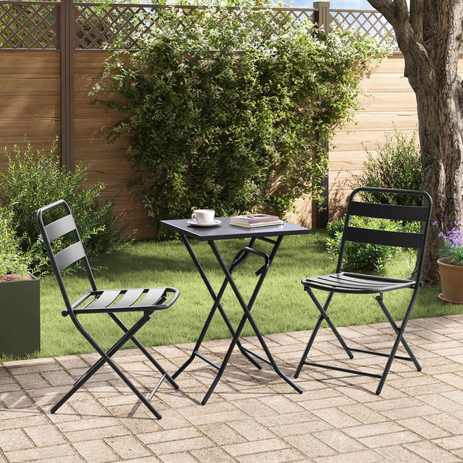 vidaXL 3-teiliges faltbares Bistro-Set anthrazit Stahl
