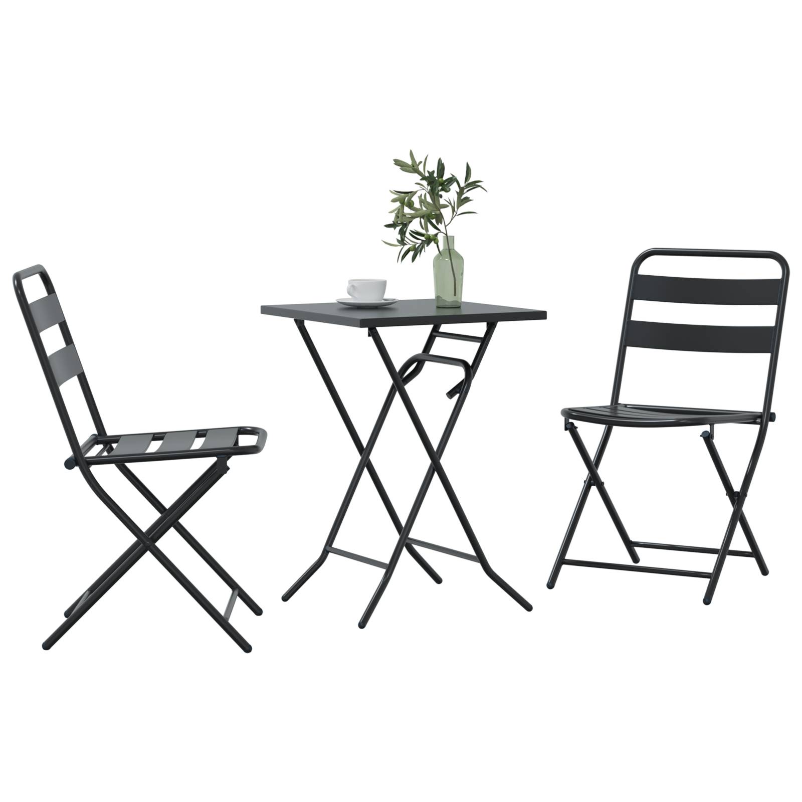 vidaXL 3-teiliges faltbares Bistro-Set anthrazit Stahl