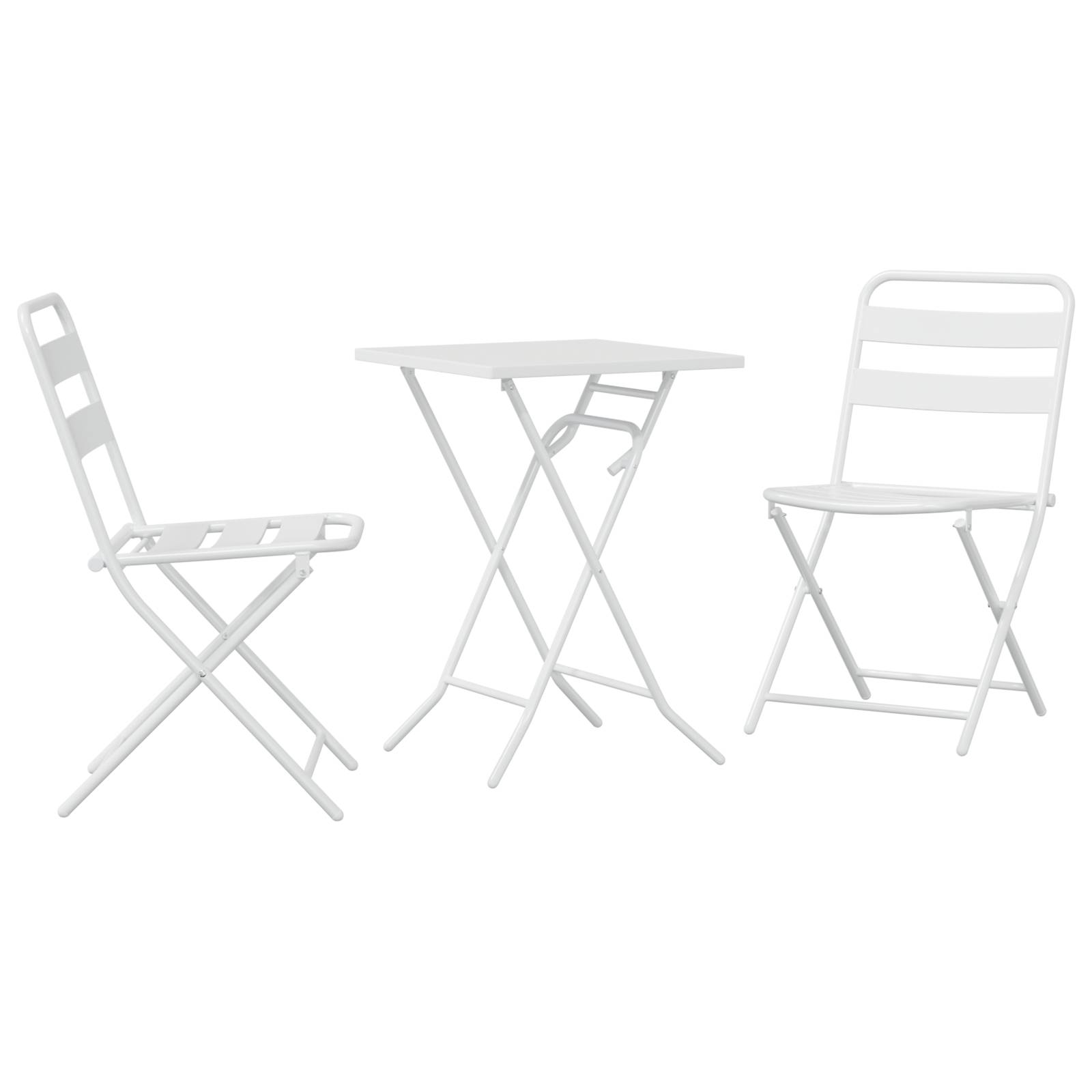 vidaXL 3-teiliges Faltbares Bistro Set Weiß Stahl