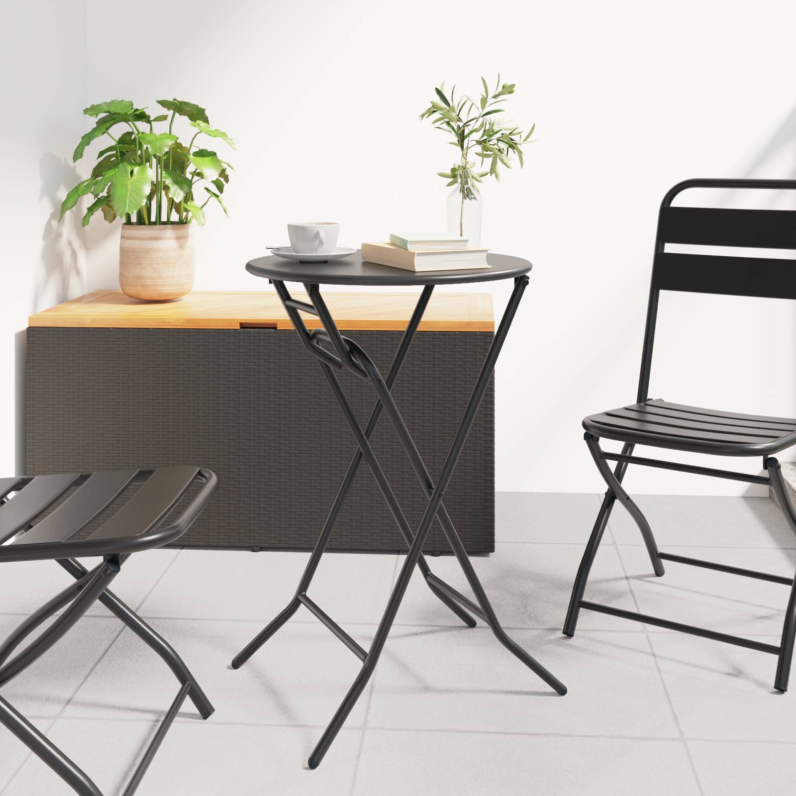 vidaXL Klapptisch für den Garten Anthrazit Ø50x72 cm Stahl