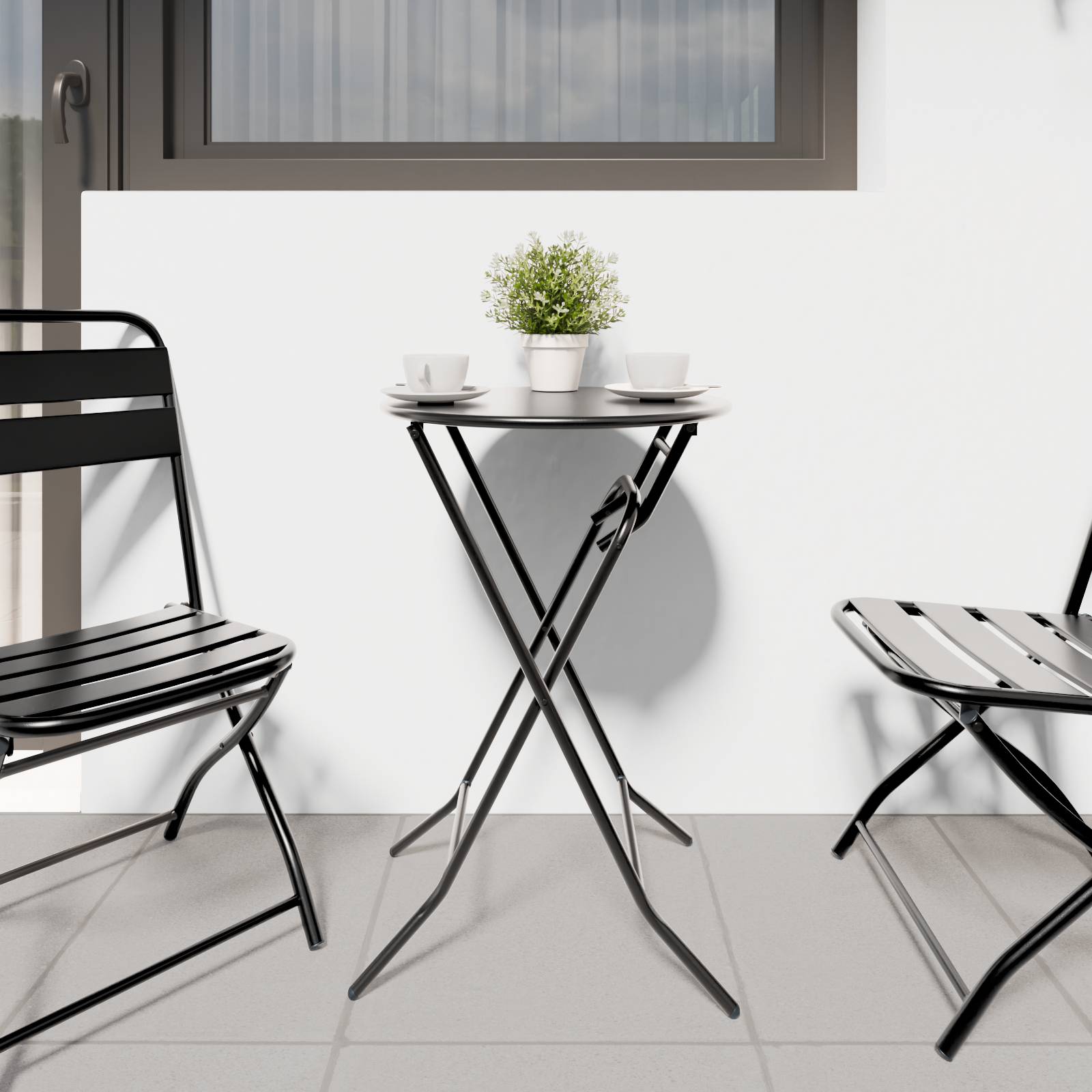 vidaXL Klapptisch für den Garten Anthrazit Ø50x72 cm Stahl
