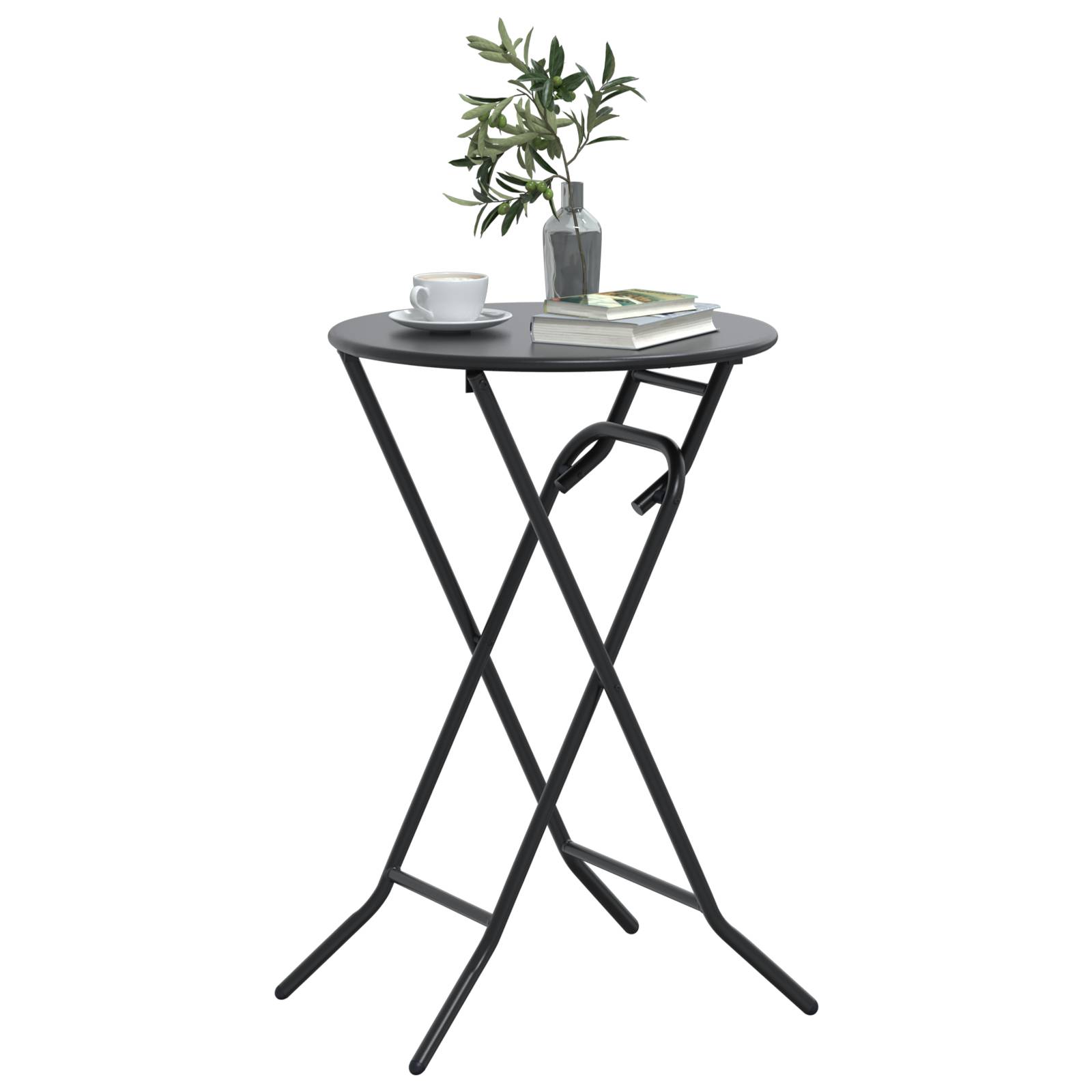 vidaXL Klapptisch für den Garten Anthrazit Ø50x72 cm Stahl