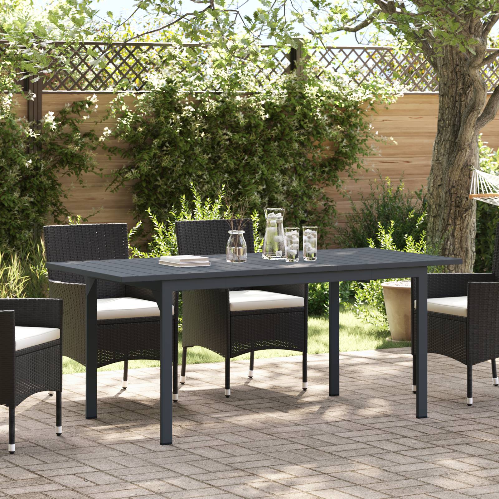 vidaXL Gartentisch Dunkelgrau Aluminium Groß Erweiterbarer Tisch