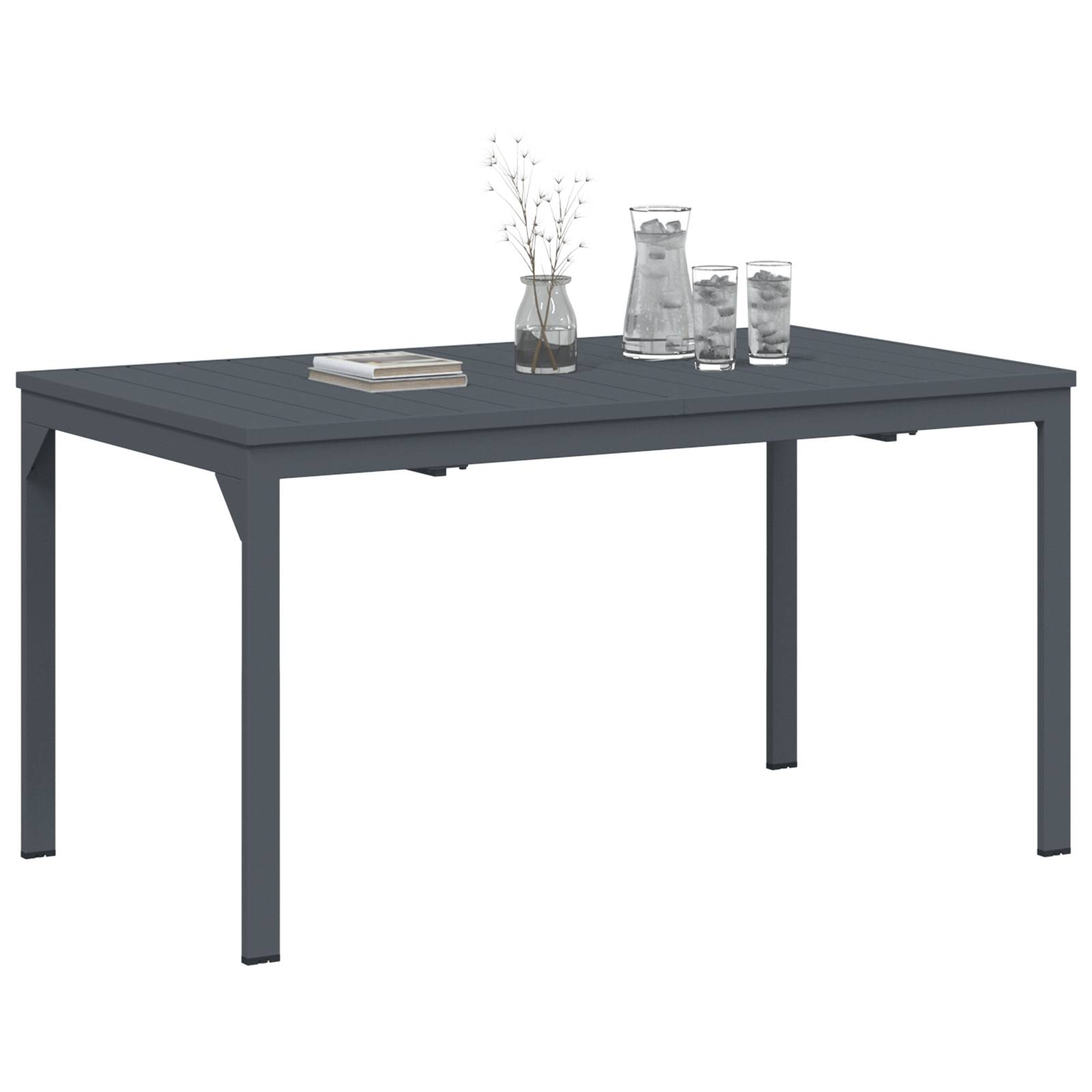 vidaXL Gartentisch Dunkelgrau Aluminium Groß Erweiterbarer Tisch