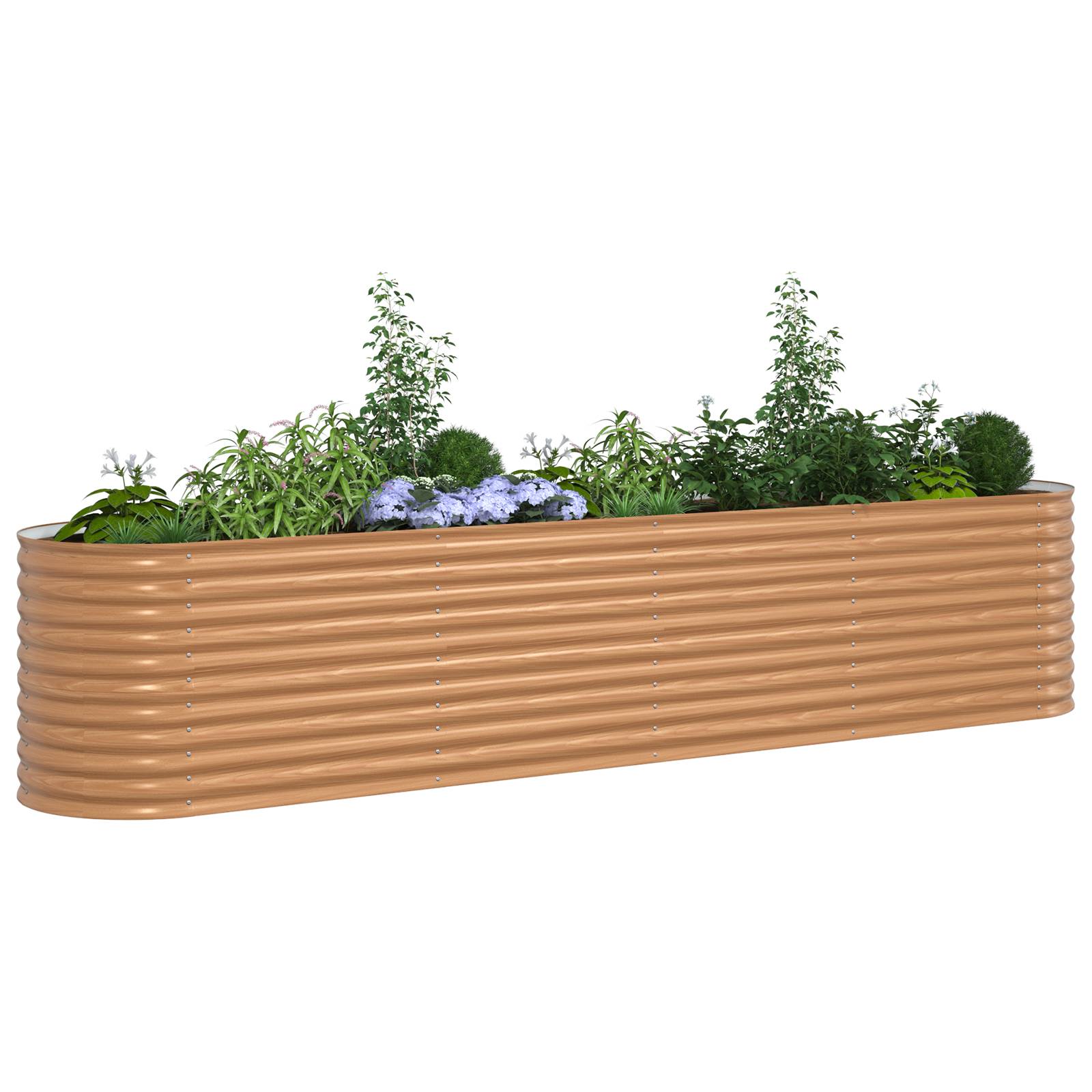 vidaXL Garten Hochbeet Holzoptik Galvanisierter Stahl 400 x 80 x 81 cm