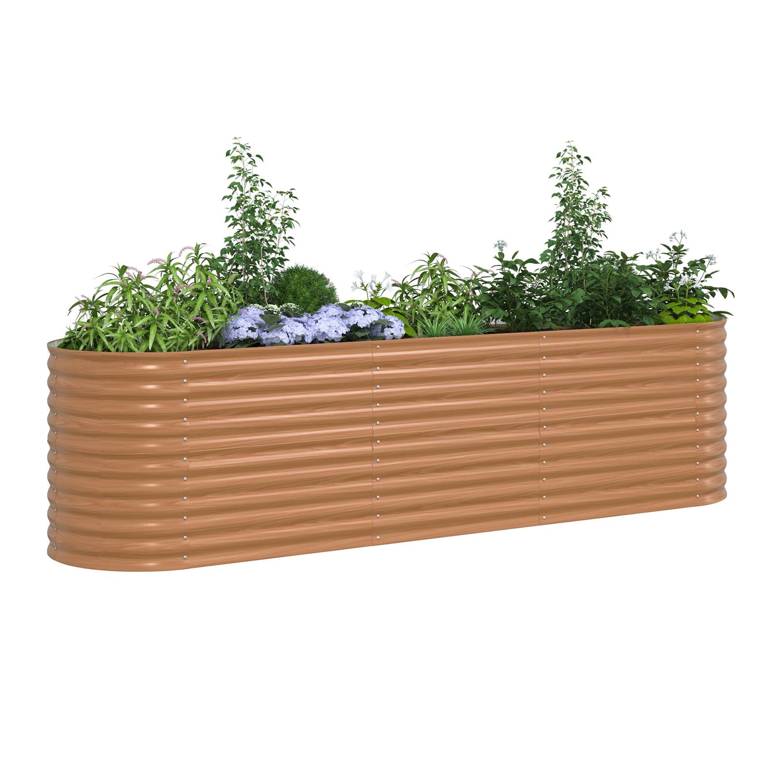 vidaXL Hochbeet Pflanzgefäß Holzoptik Metall 320 X 80 X 81 cm Langlebig