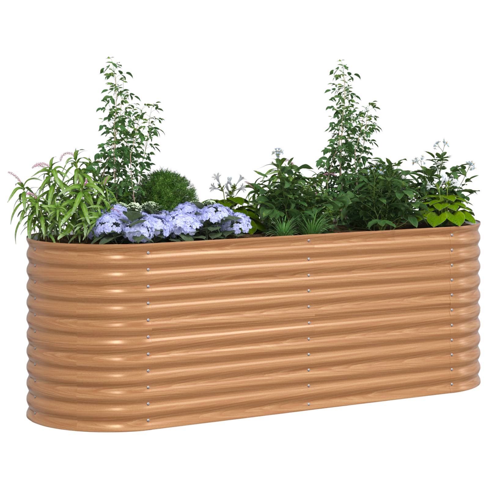 vidaXL Braunes Hochbeet - Holzoptik 240x80x81 cm Stahl