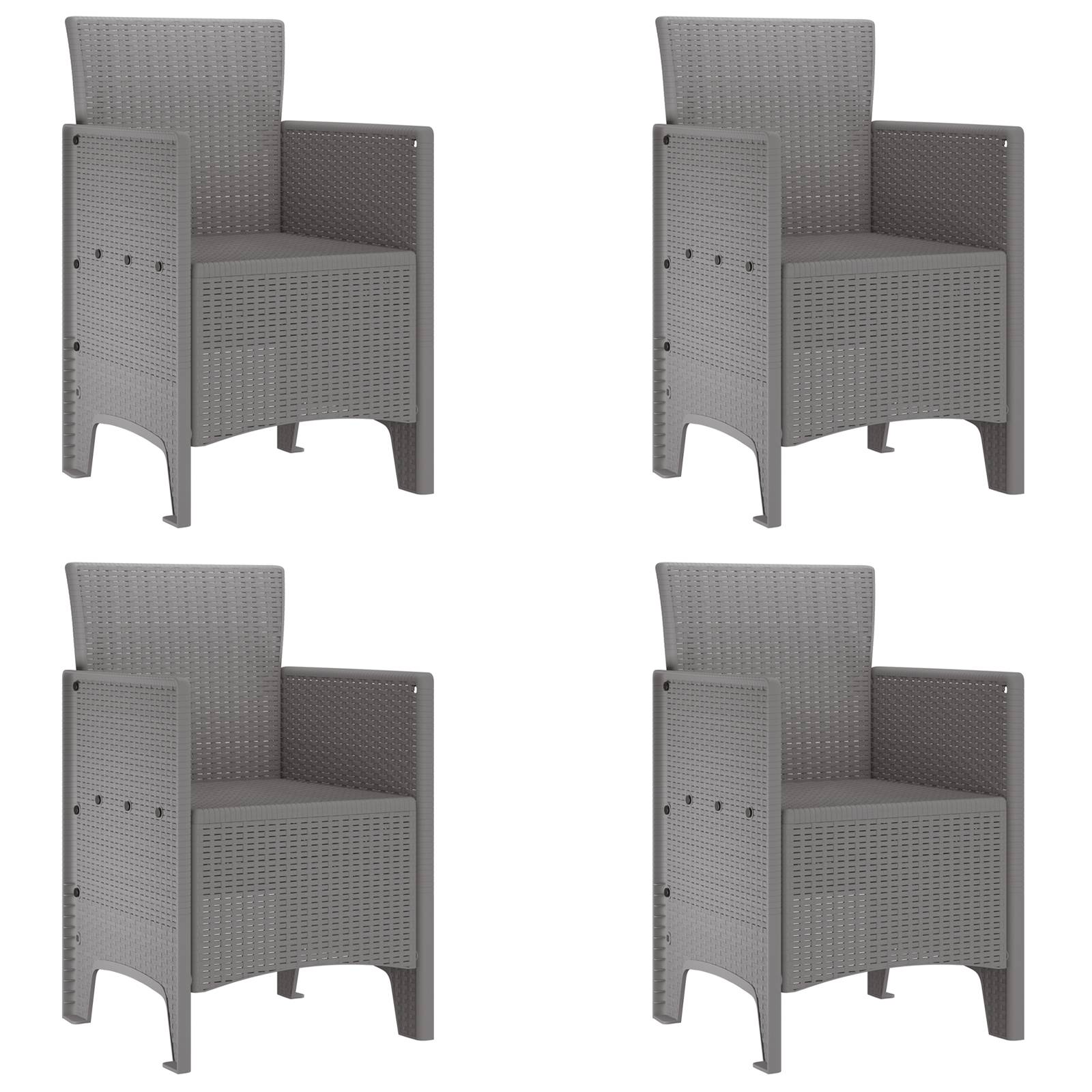 vidaXL 5-teiliges Garten Esstischset Hellgrau Poly Rattan