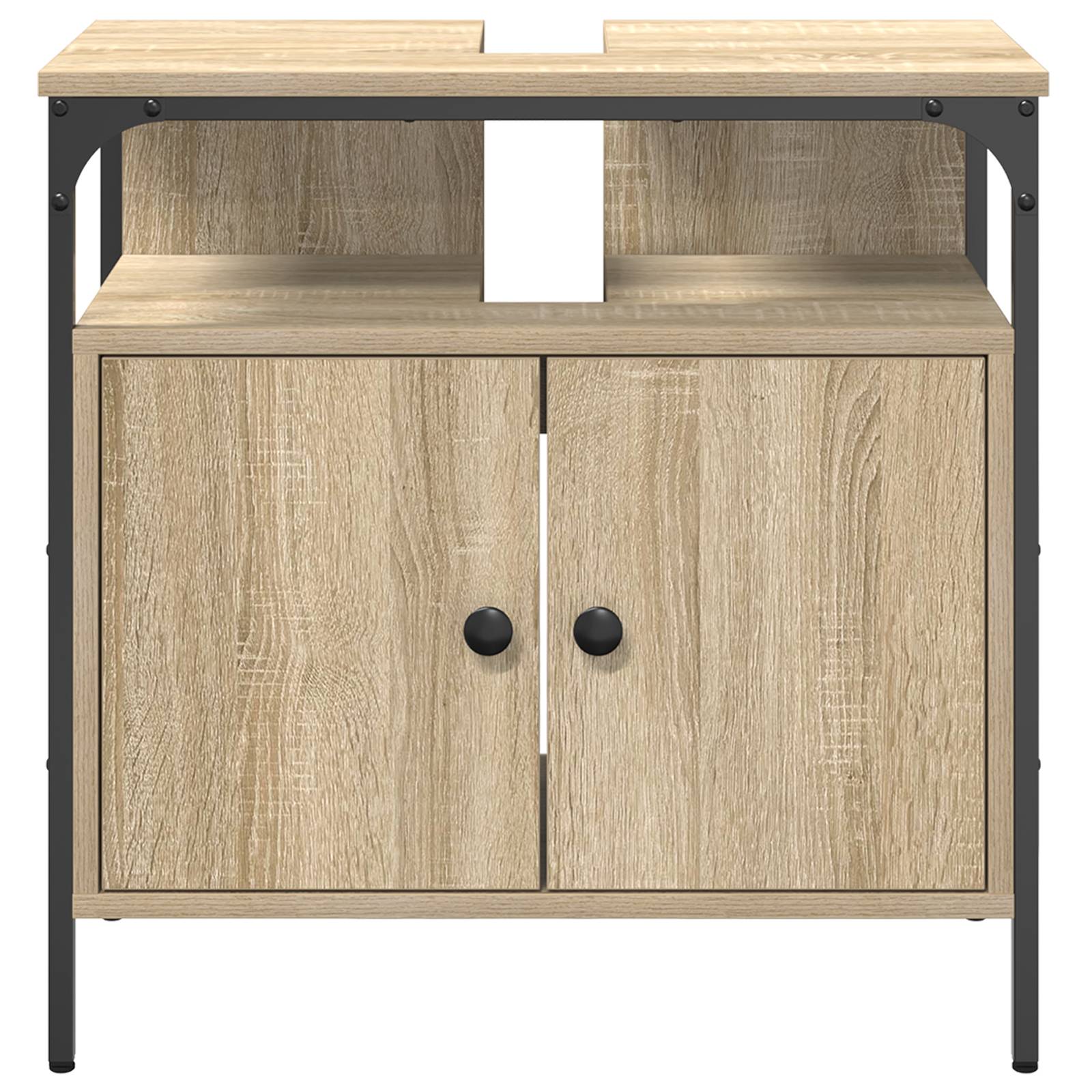 vidaXL Wandmontierte Vanity Helle Eiche Strukturiertes Holz