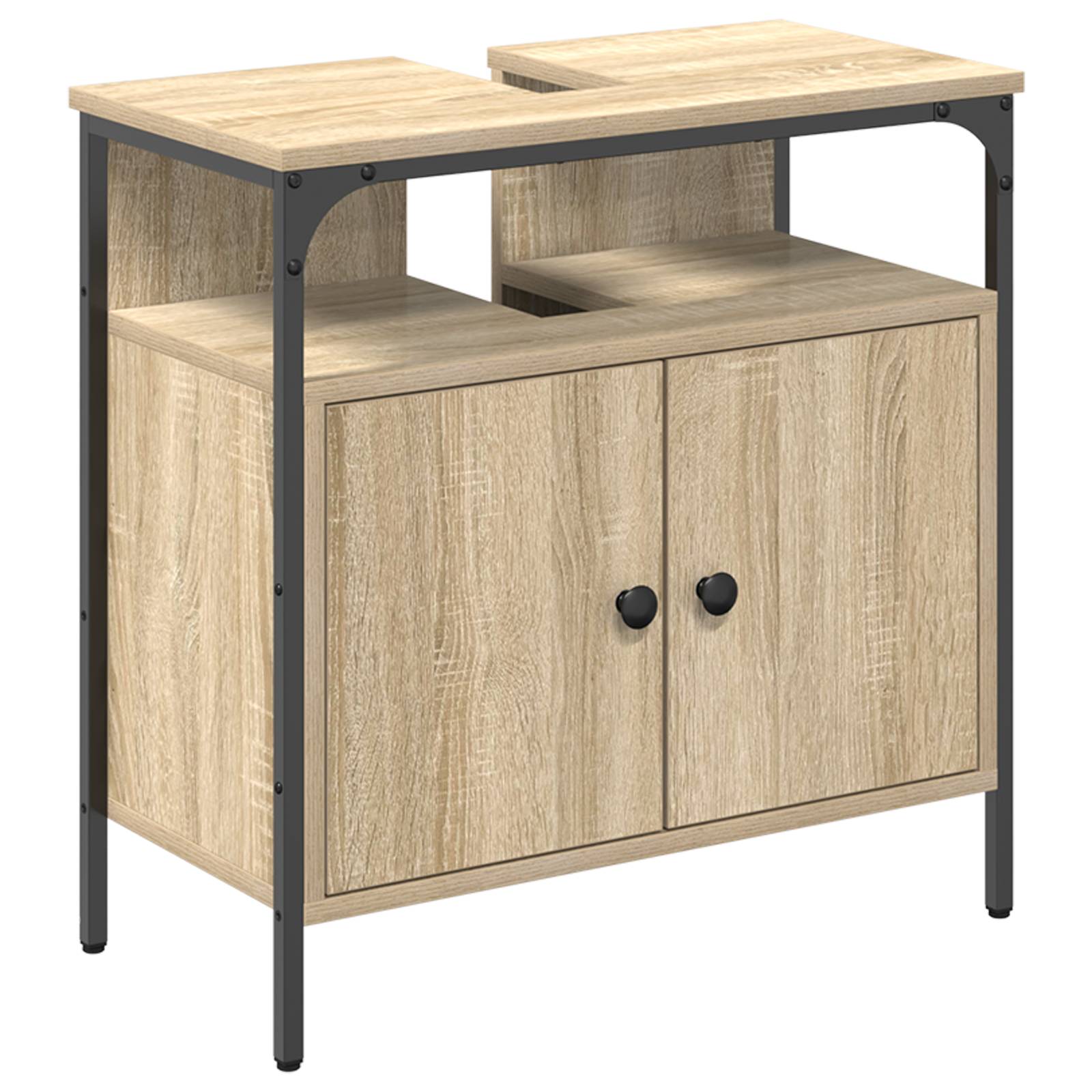 vidaXL Wandmontierte Vanity Helle Eiche Strukturiertes Holz