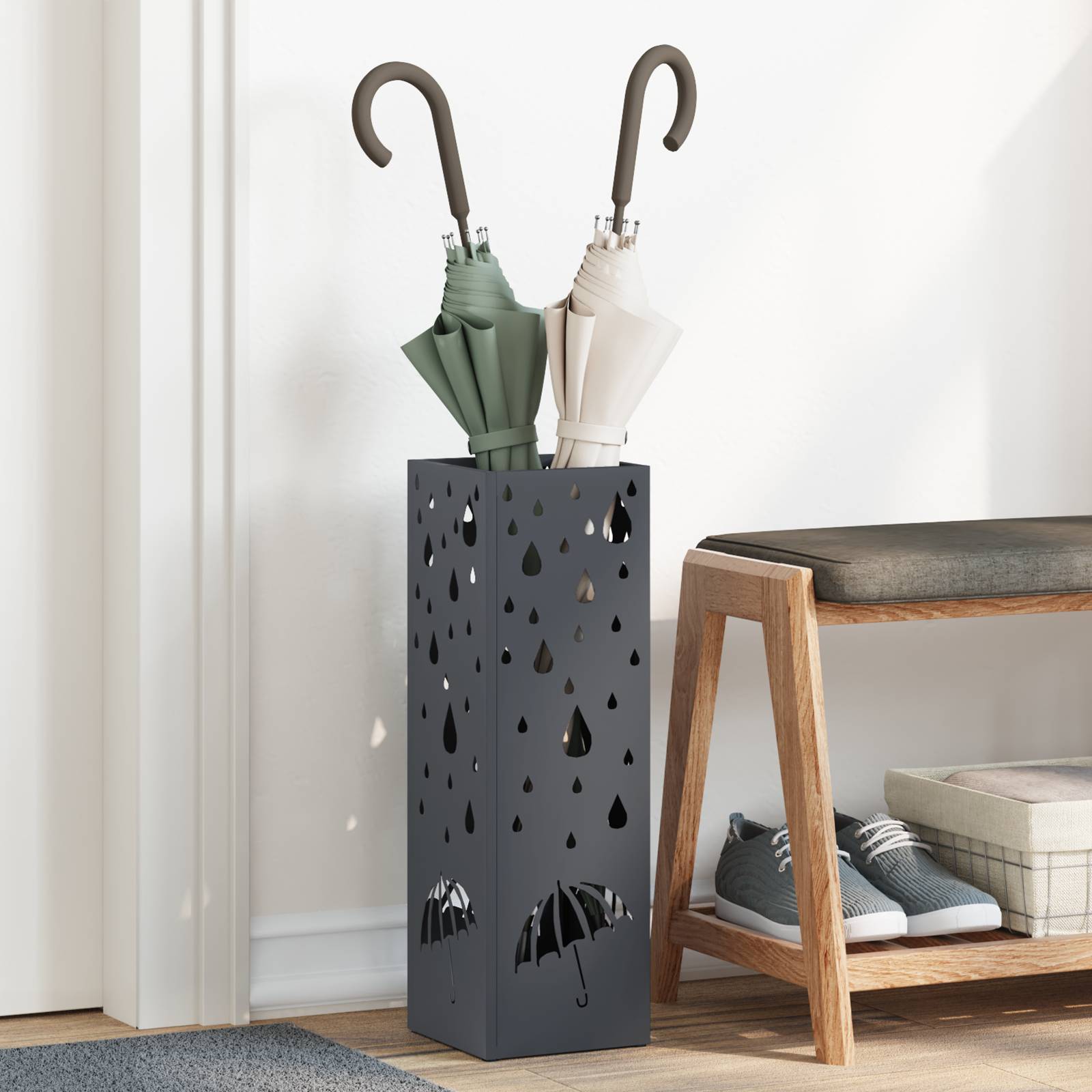 vidaXL Regenschirmständer Anthrazit Metall Standard Dekorative Intarsien
