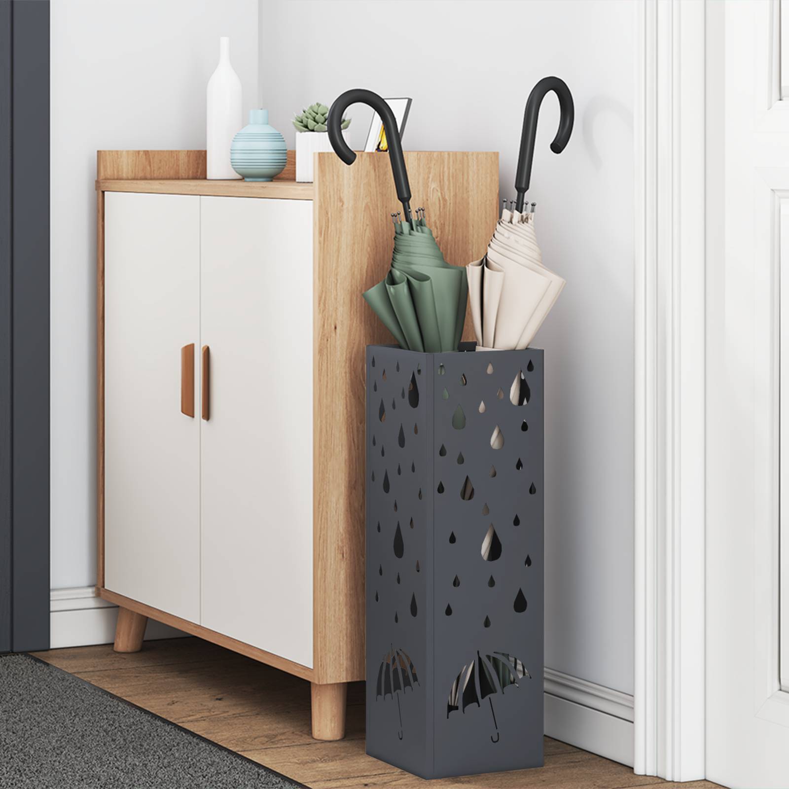 vidaXL Regenschirmständer Anthrazit Metall Standard Dekorative Intarsien