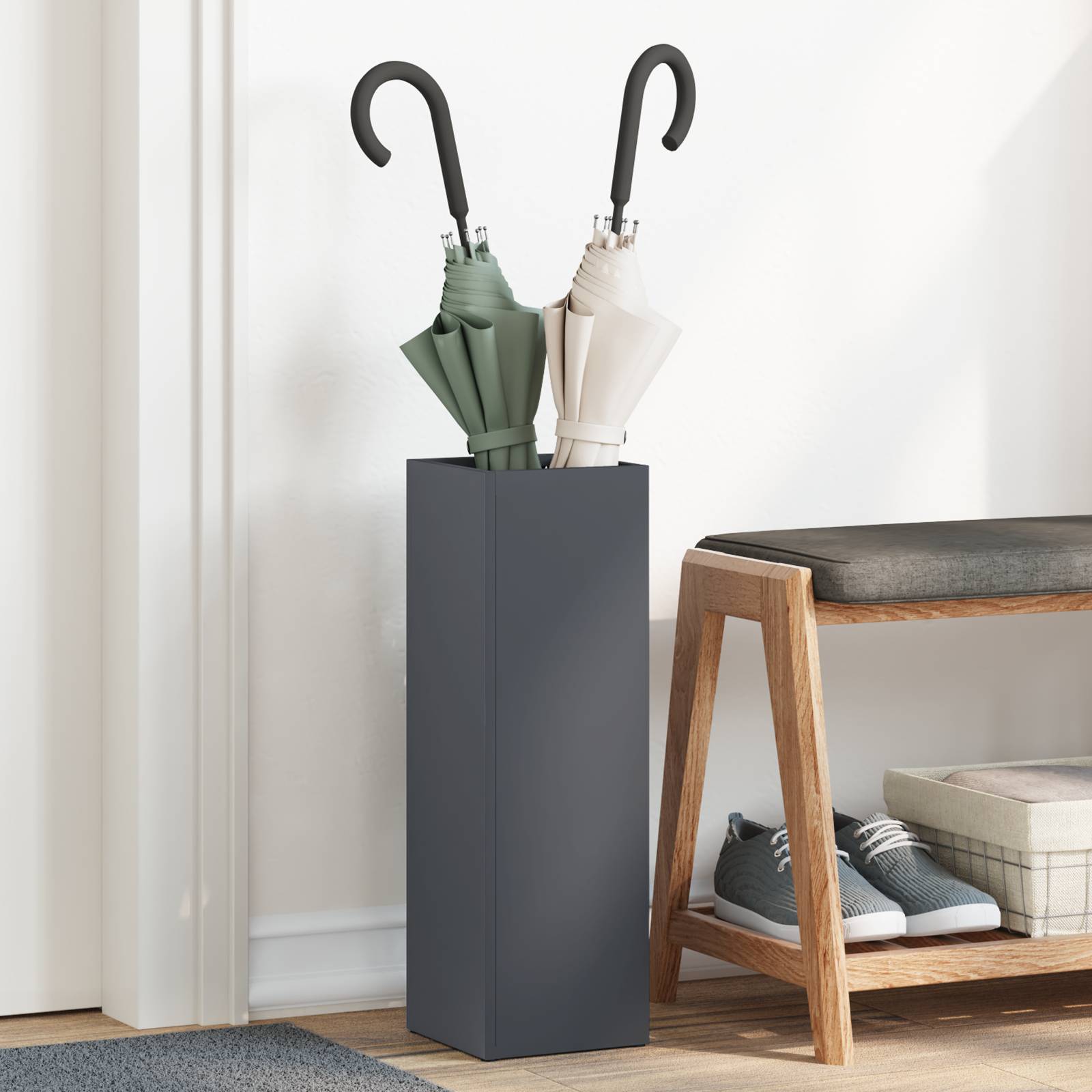 vidaXL Regenschirmständer Anthrazit Metall Standard Rechteckig