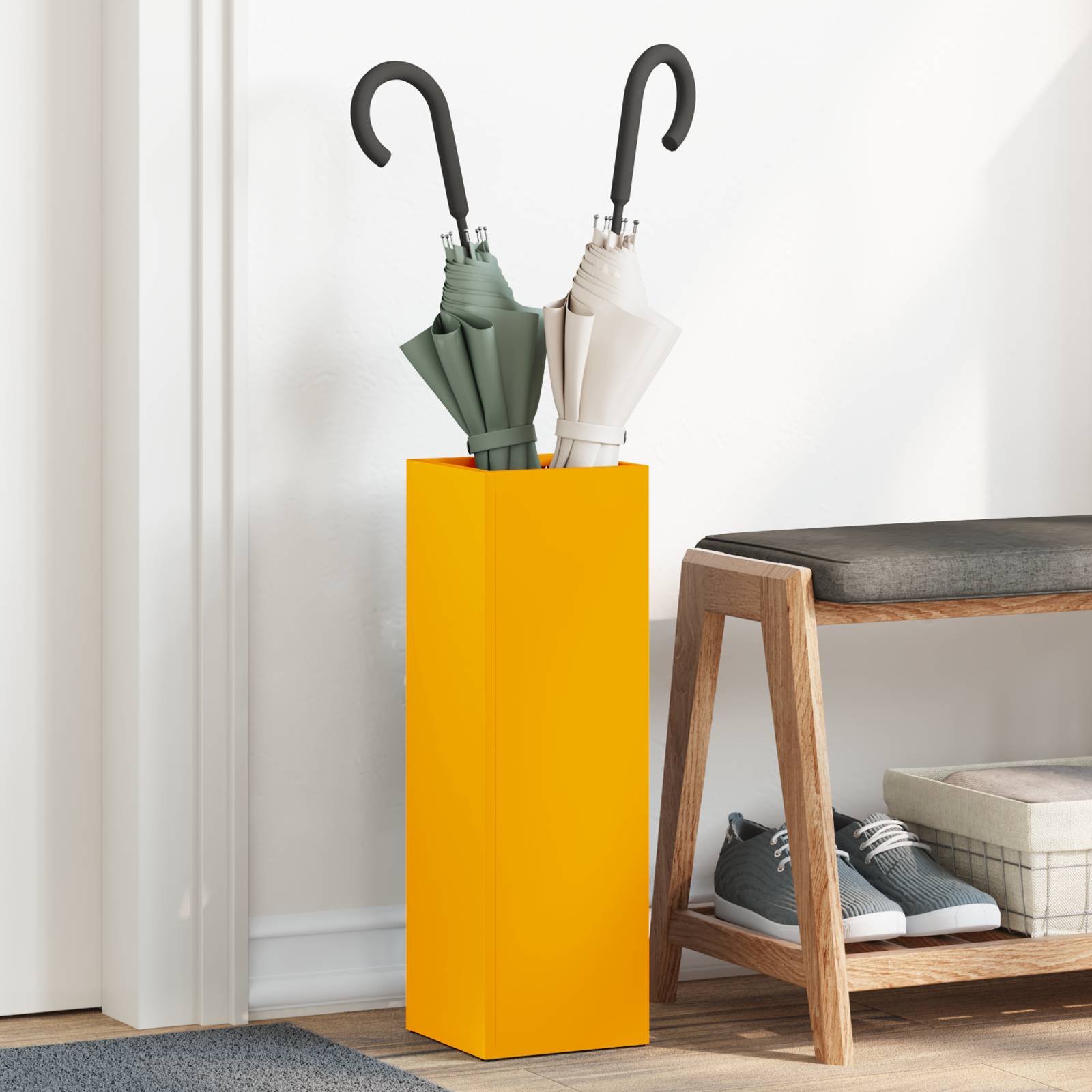 vidaXL Regenschirmständer Senfgelb Metall Standard Regenschirmständer