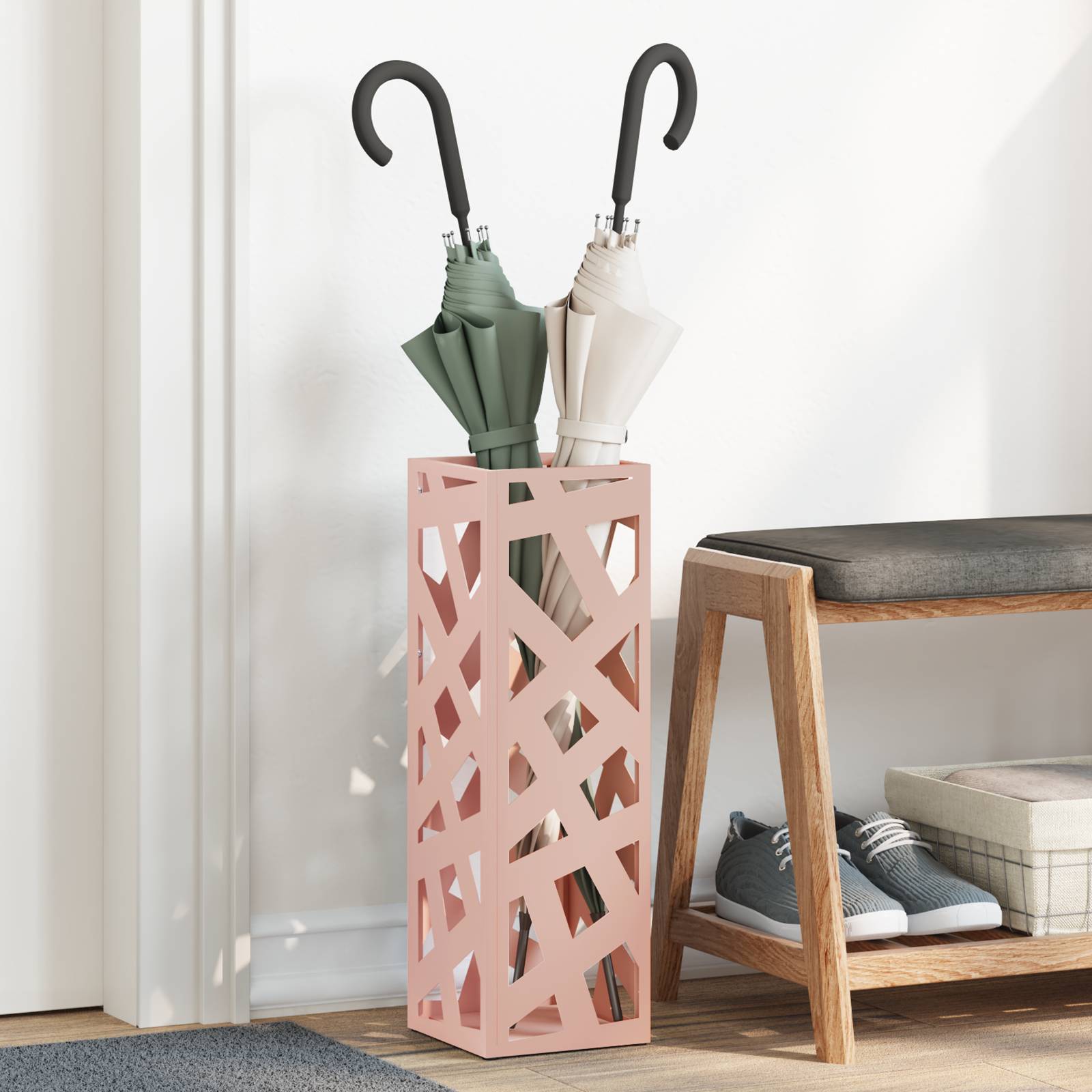vidaXL Regenschirmständer Rosa Metall Mittel Dekorative Muster
