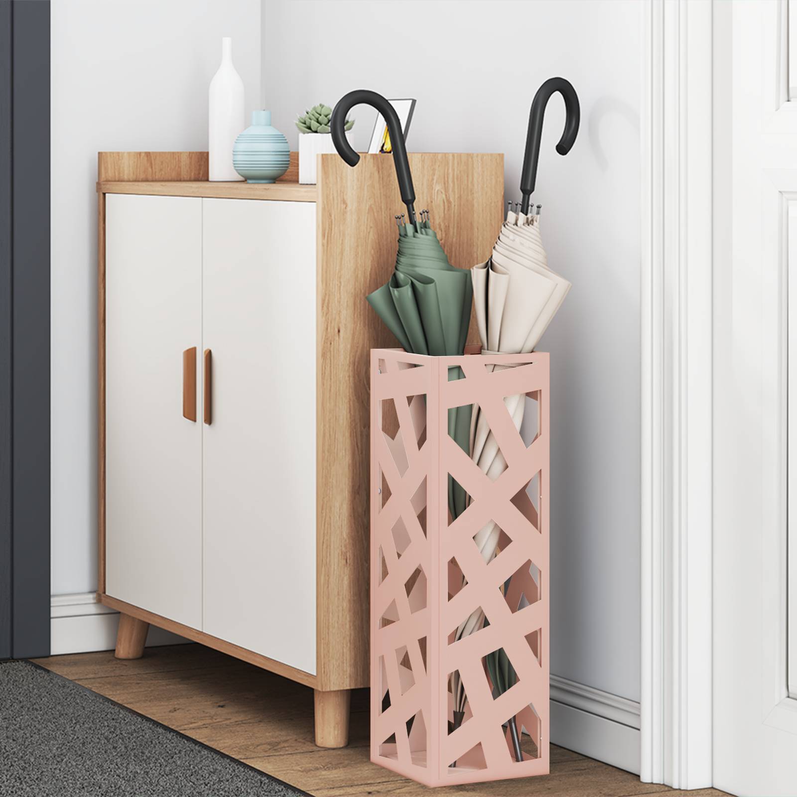 vidaXL Regenschirmständer Rosa Metall Mittel Dekorative Muster