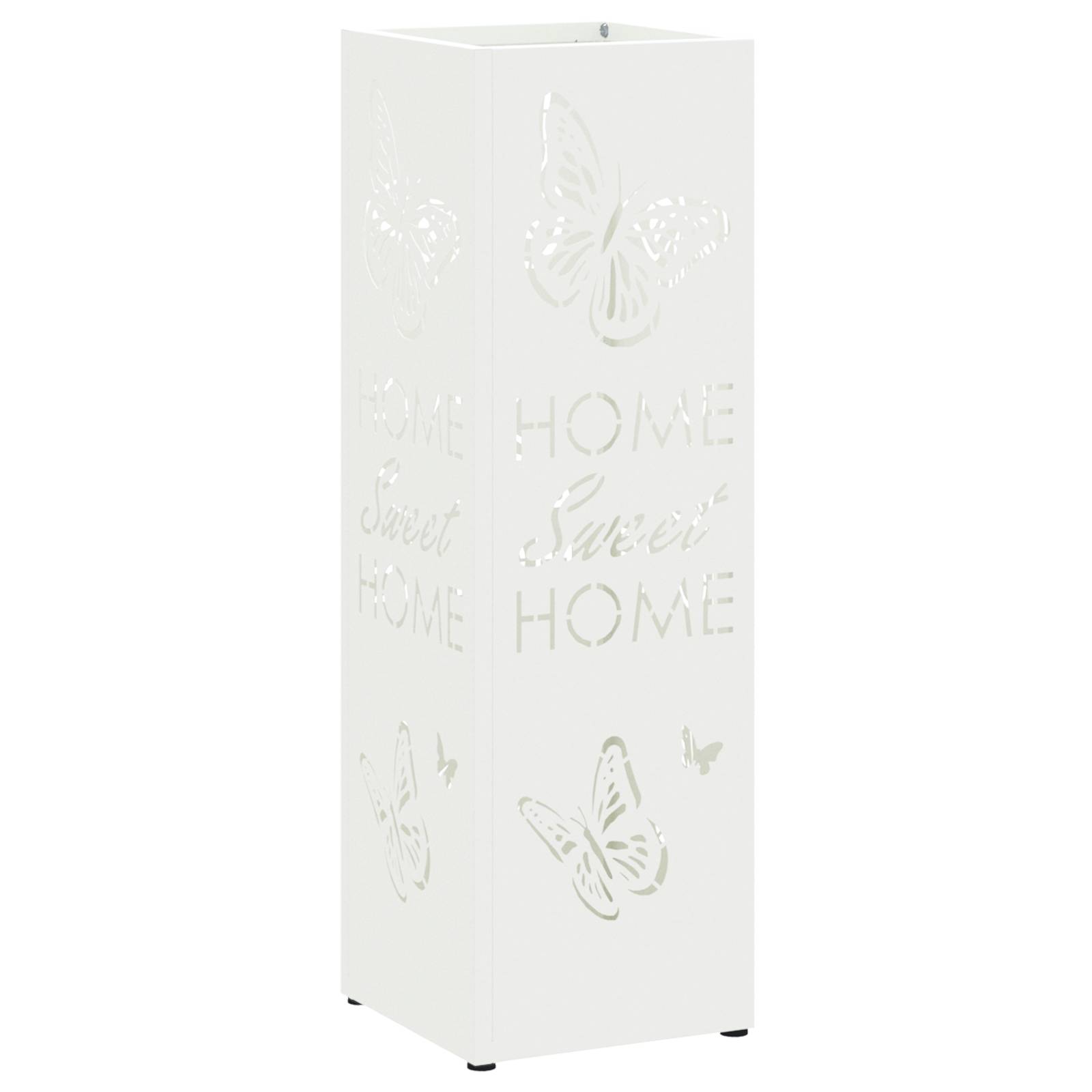 vidaXL Regenschirmständer Weiß Metall Mittel Dekorative Intarsien