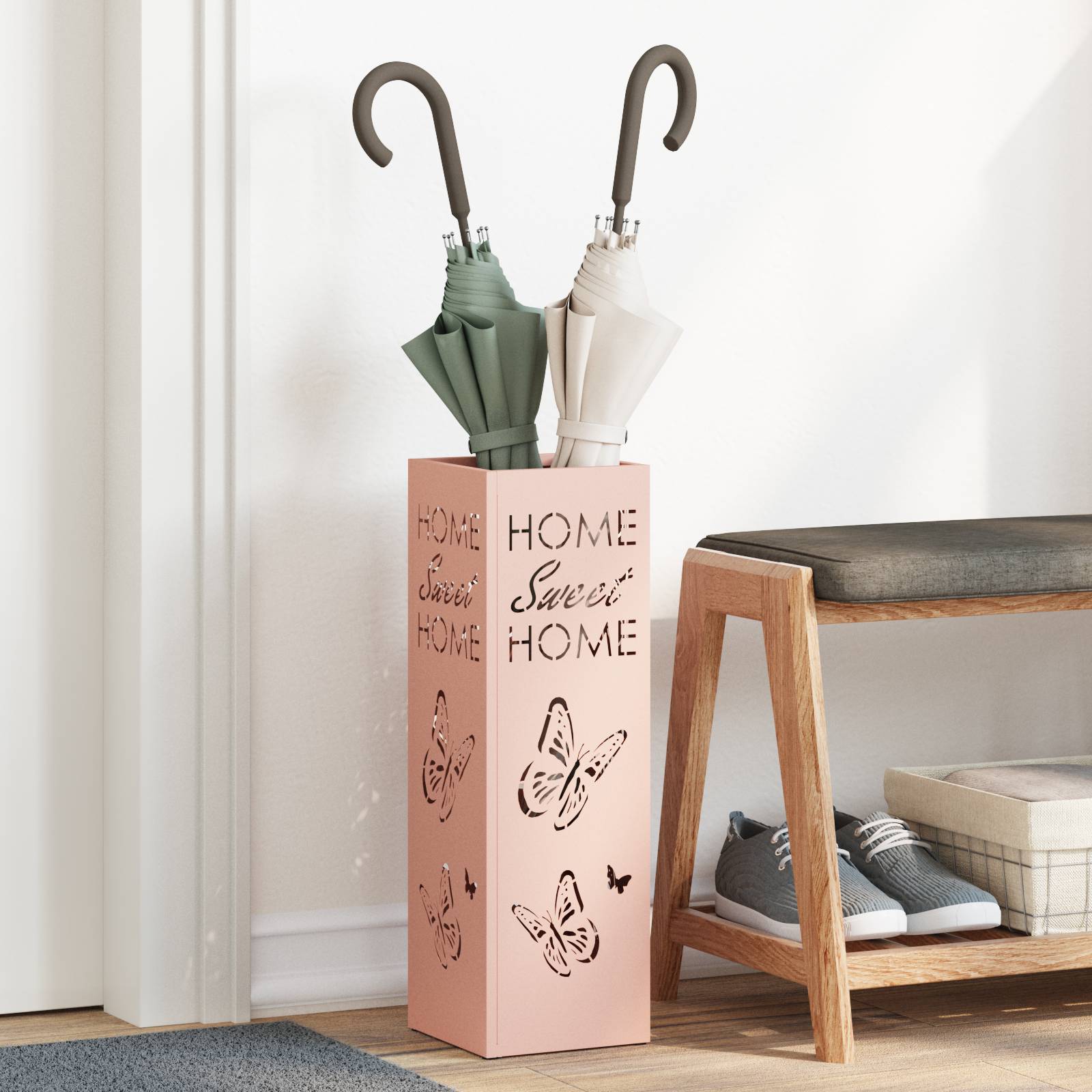 vidaXL Regenschirmständer Rosa Metall Mittel Dekorative Intarsien