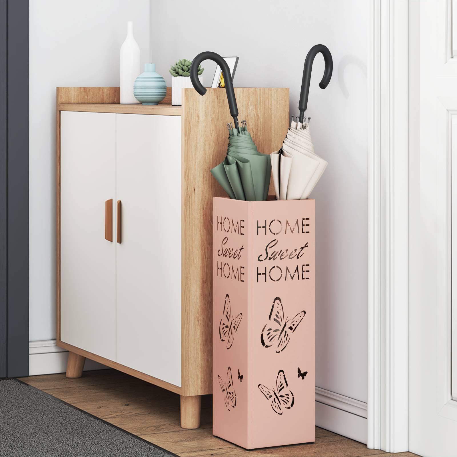 vidaXL Regenschirmständer Rosa Metall Mittel Dekorative Intarsien