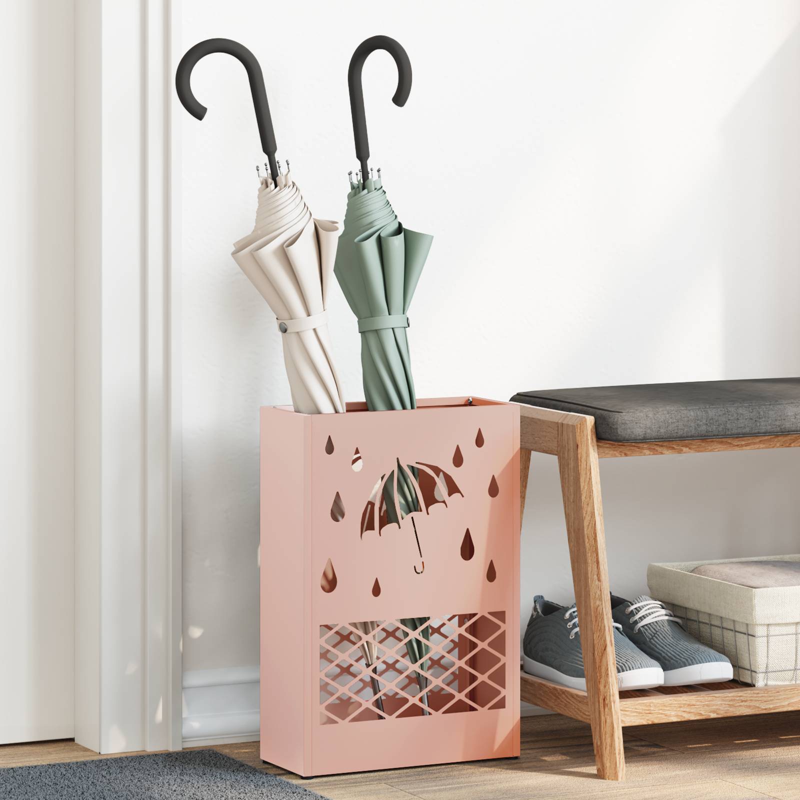 vidaXL Regenschirmständer Rosa Metall Mittel Dekorative Intarsien