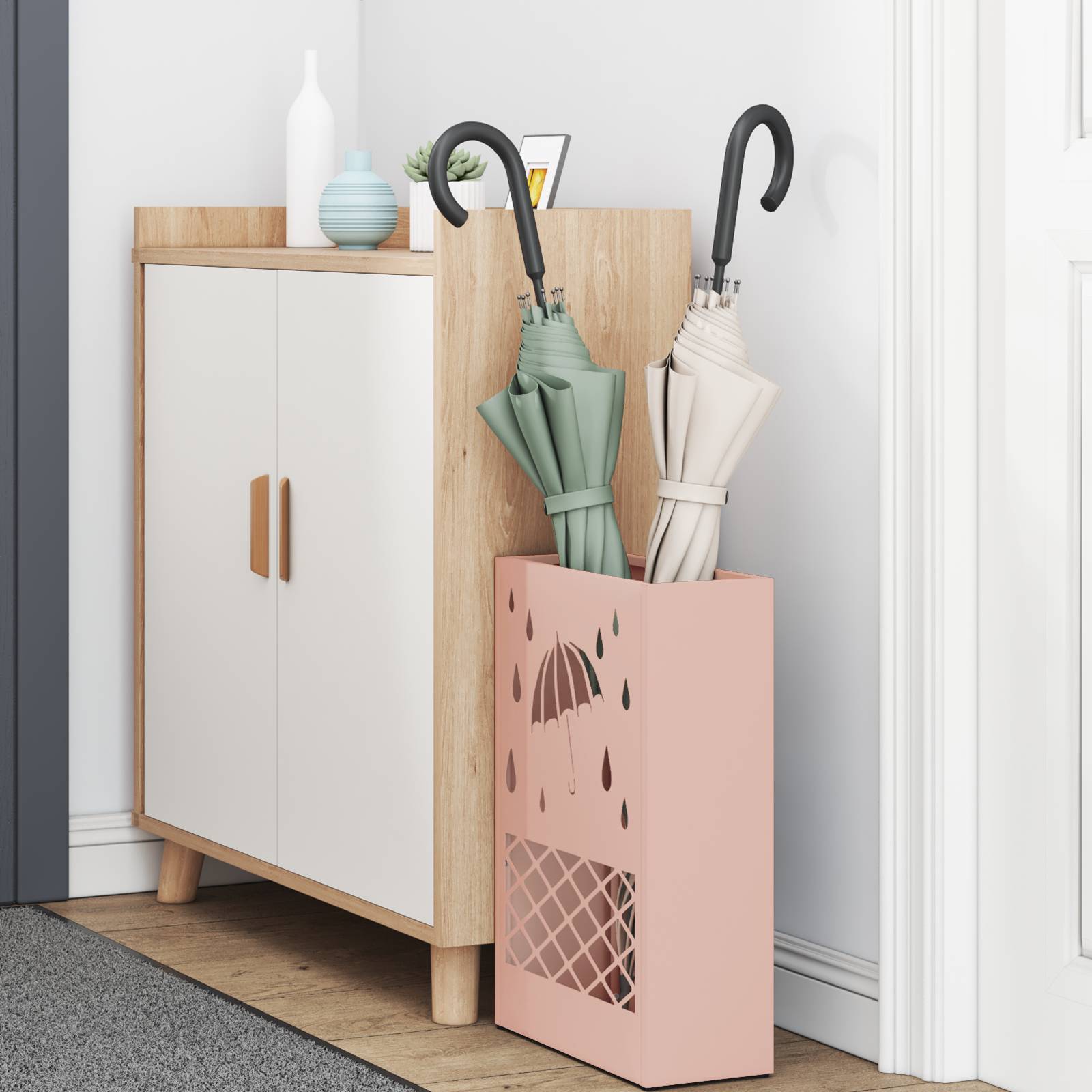 vidaXL Regenschirmständer Rosa Metall Mittel Dekorative Intarsien