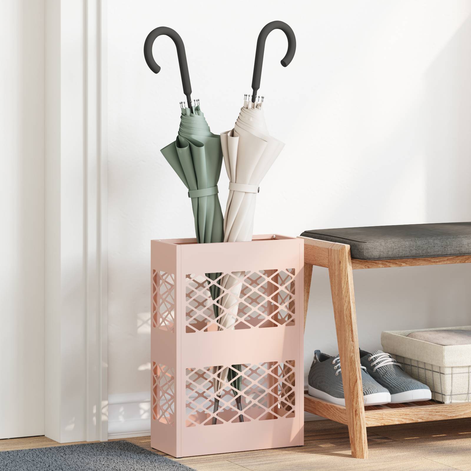 vidaXL Regenschirmständer Rosa Metall Standard Dekorative Intarsien