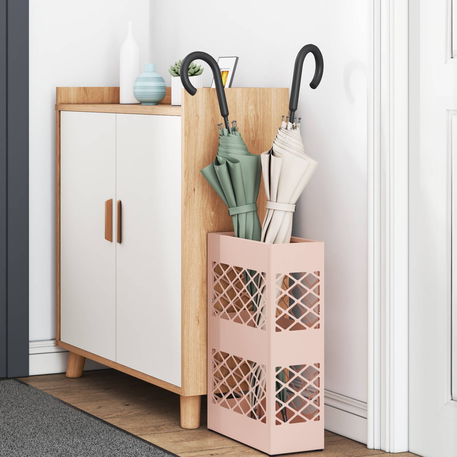 vidaXL Regenschirmständer Rosa Metall Standard Dekorative Intarsien