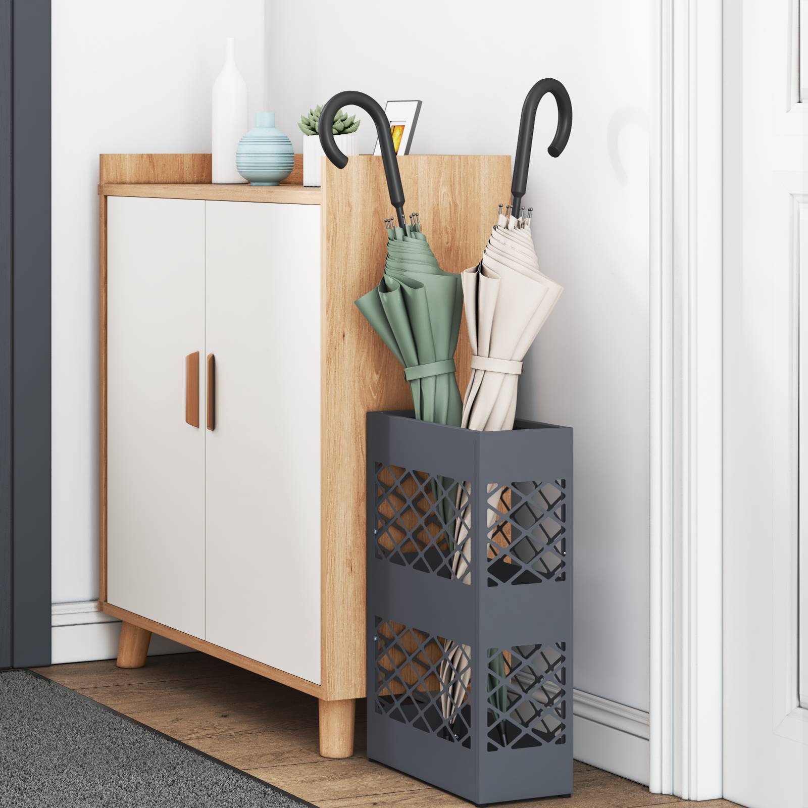 vidaXL Regenschirmständer Anthrazit Metall Mittel Regenschirmständer