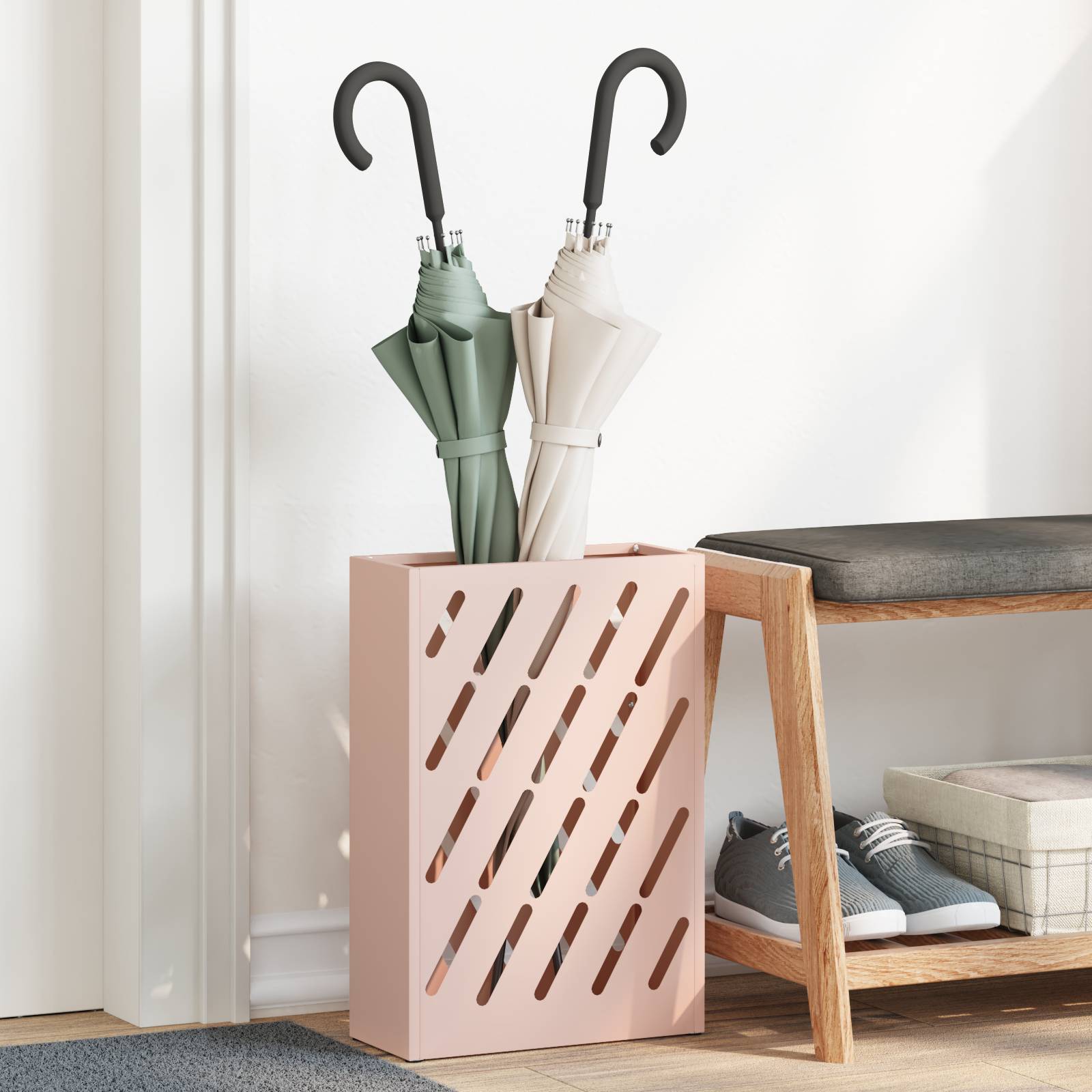 vidaXL Regenschirmständer Rosa Metall Mittel Muster Regenschirmständer