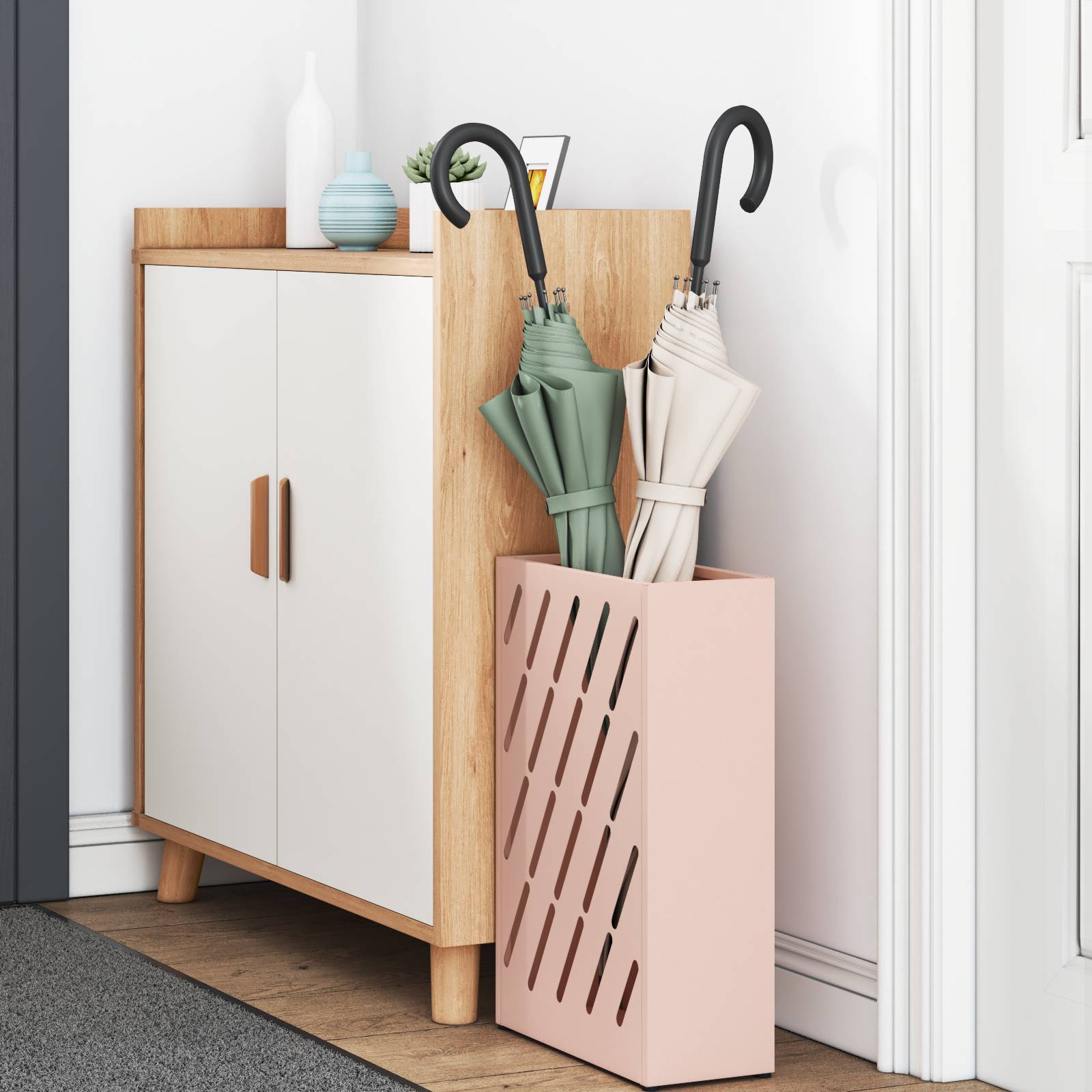 vidaXL Regenschirmständer Rosa Metall Mittel Muster Regenschirmständer