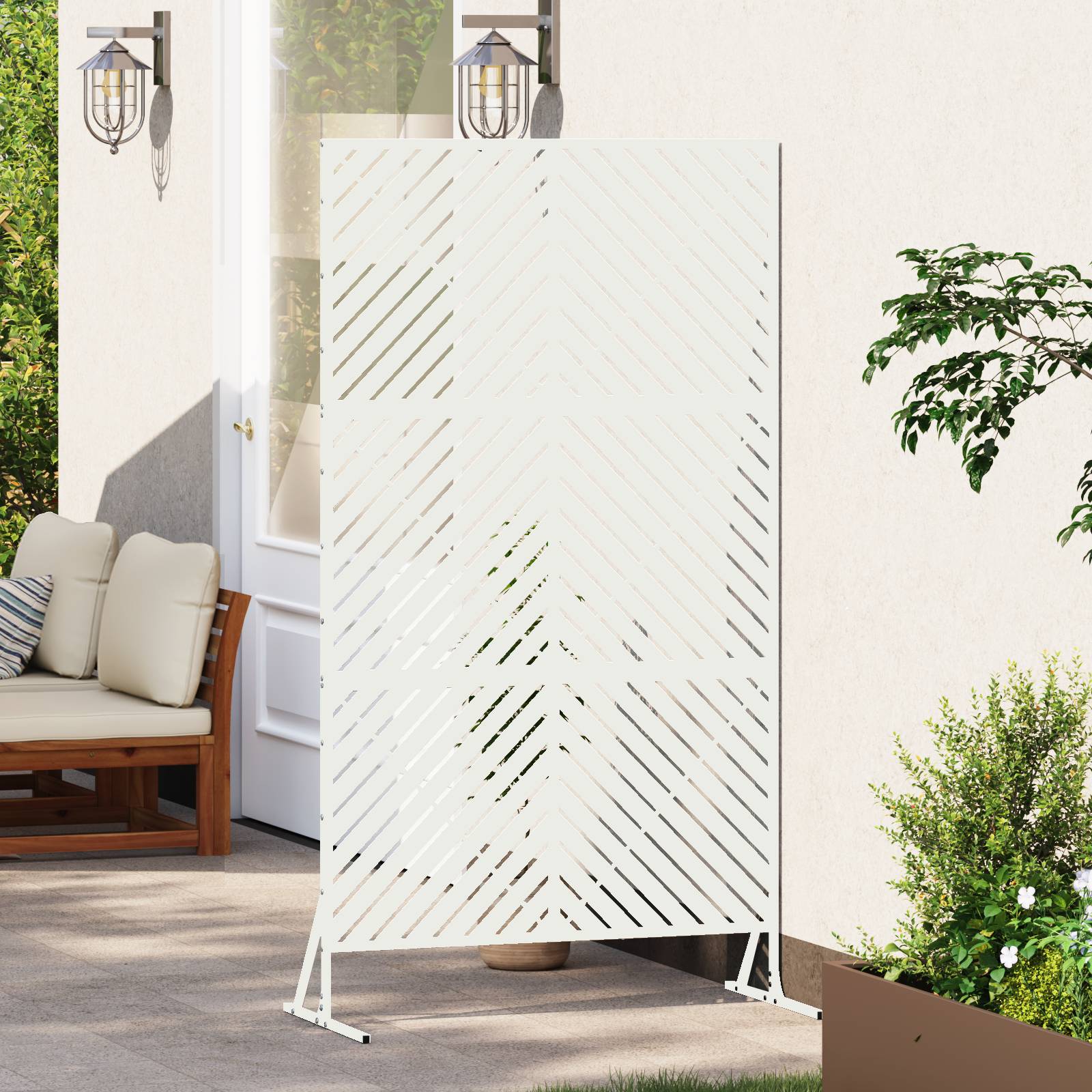 vidaXL Metallzaunpanel Weiß Metall Mittel Langlebig Metallzaunpanel