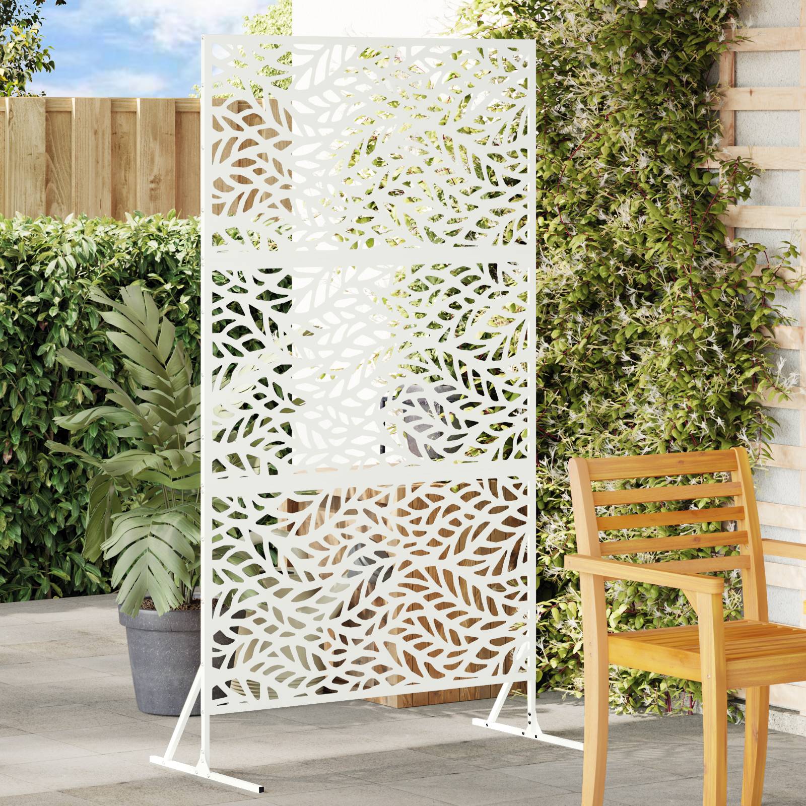 vidaXL Sichtschutzzaun, Weiß, 100x50x180 cm, Stahl