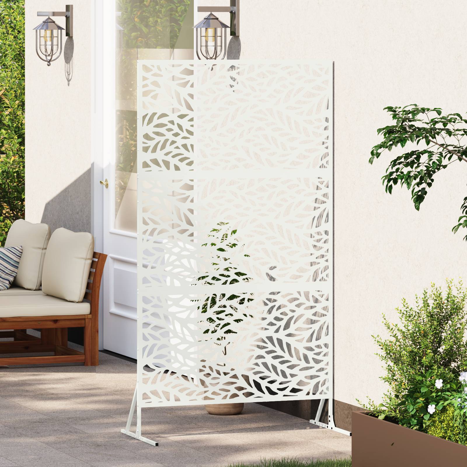 vidaXL Sichtschutzzaun, Weiß, 100x50x180 cm, Stahl