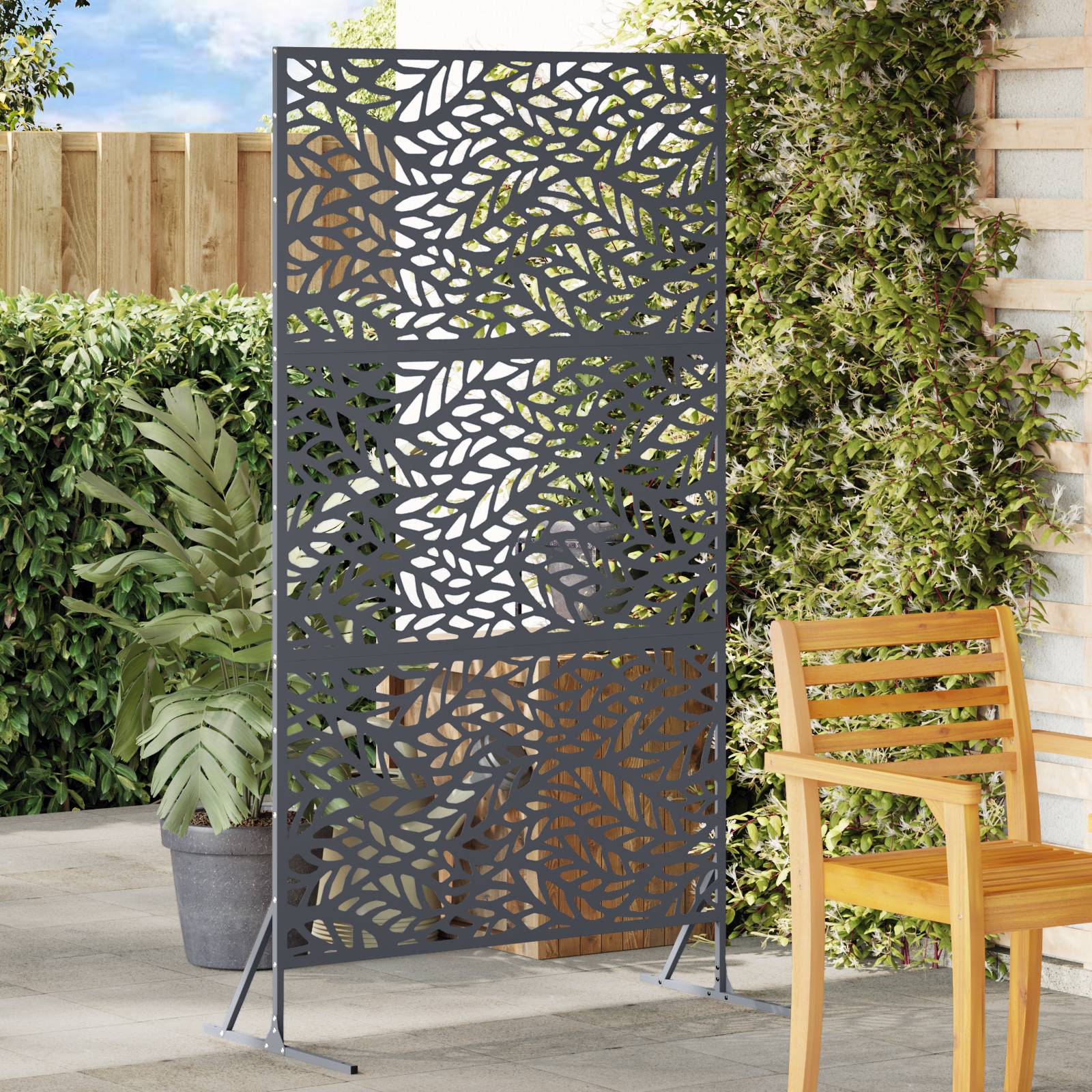 vidaXL Metallzaunpanel Anthrazit Metall Groß Muster Außen Metallzaun