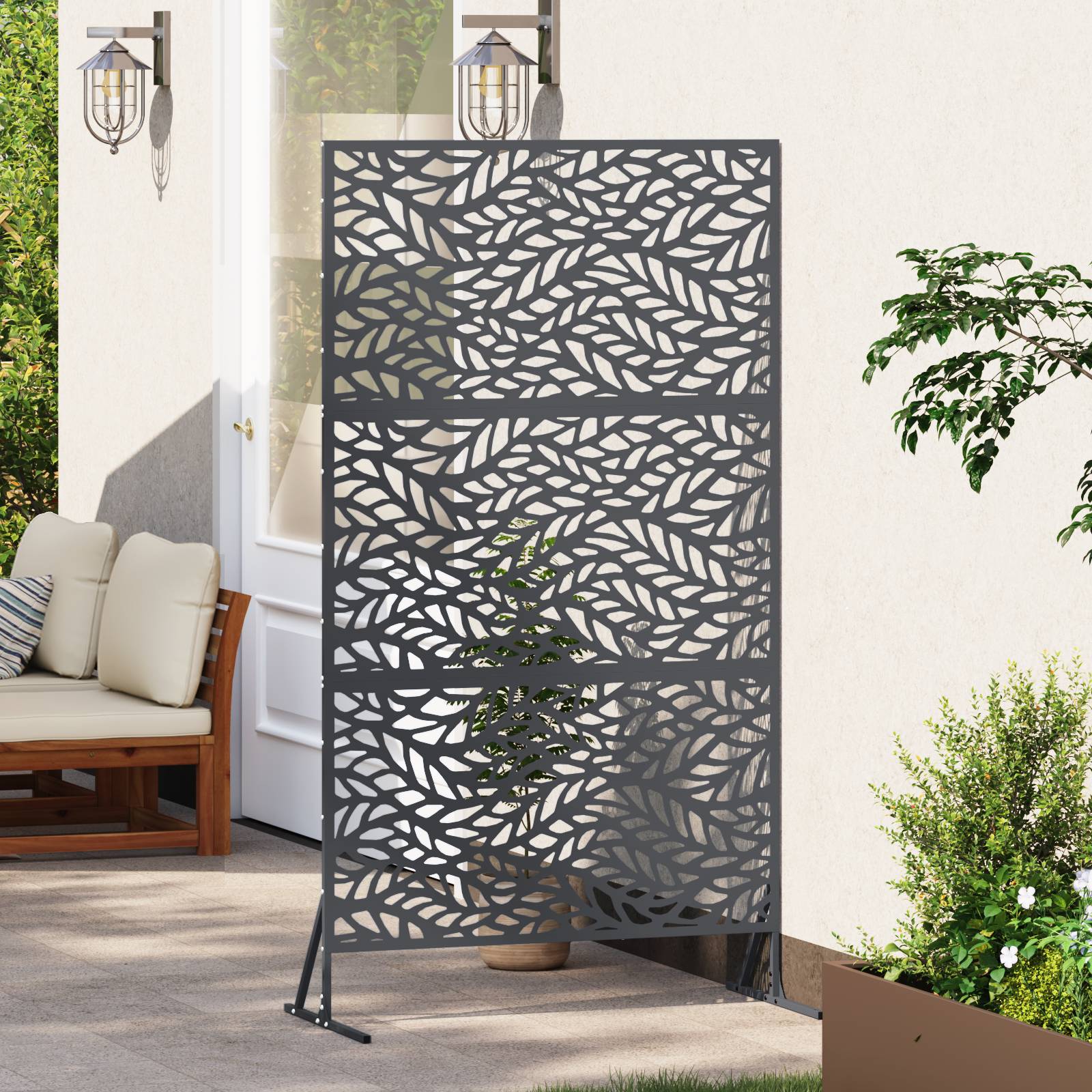 vidaXL Metallzaunpanel Anthrazit Metall Groß Muster Außen Metallzaun