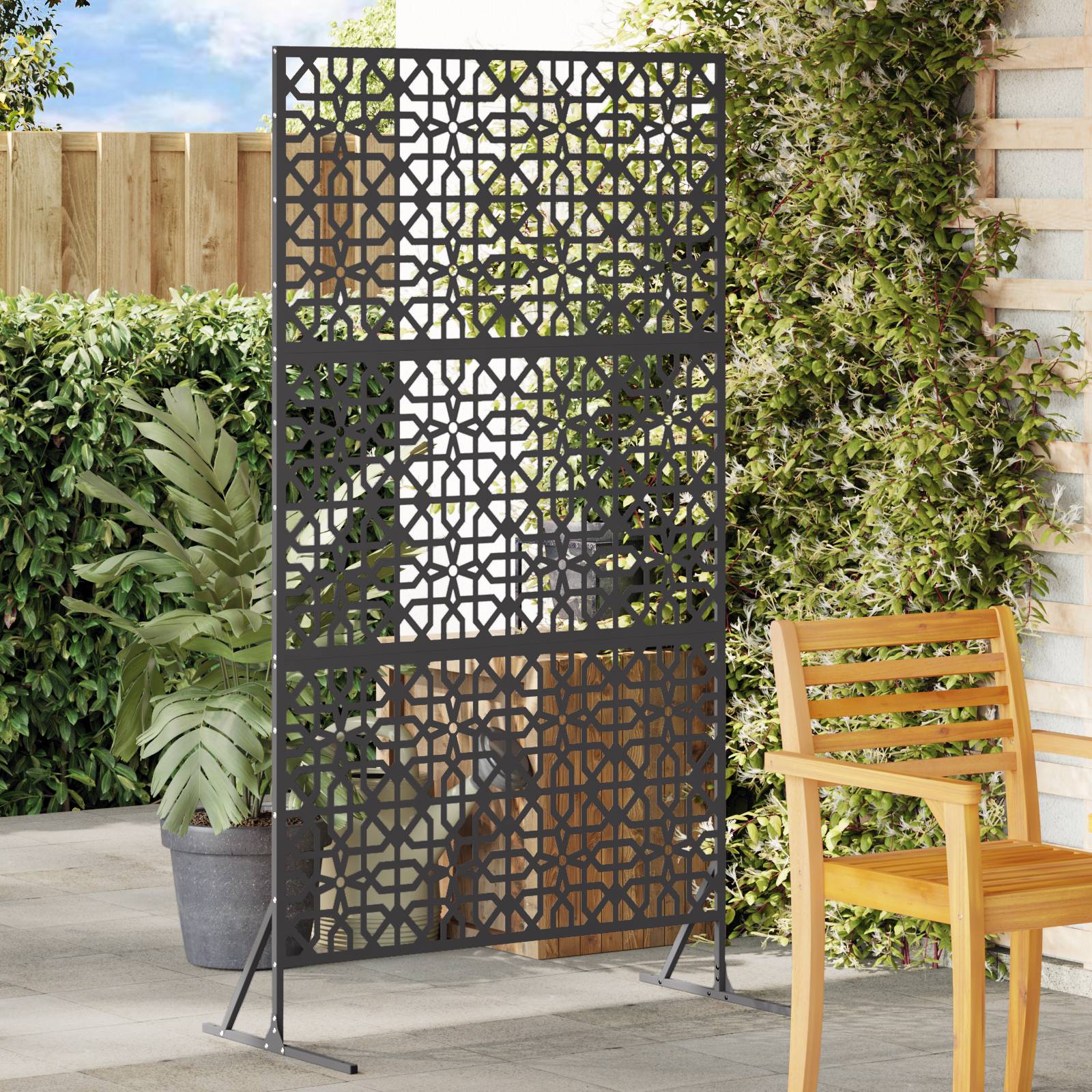 vidaXL Metallzaunpanel Schwarz Metall Groß Muster Zaunpanel