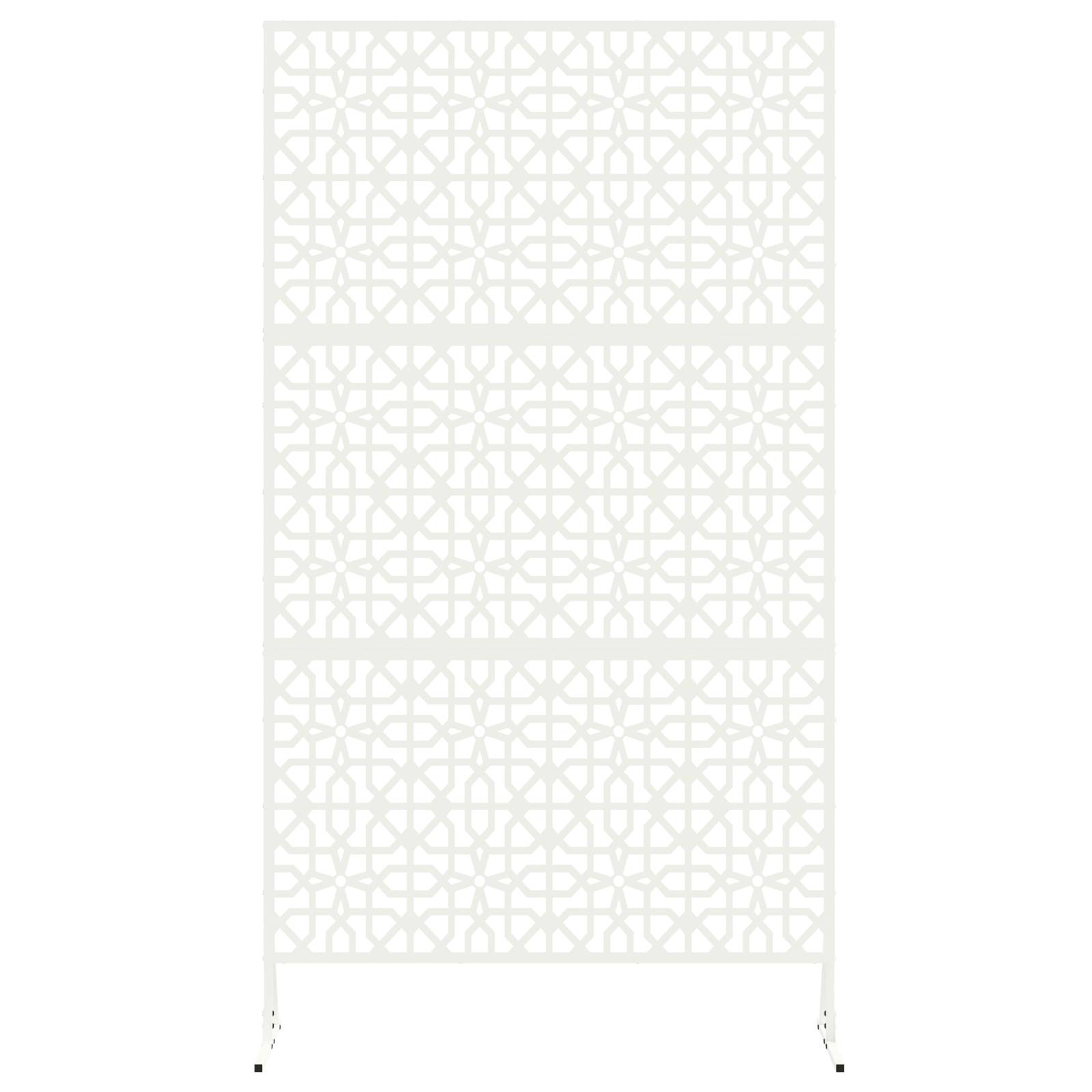 vidaXL Florales Zaunpanel Weiß Metall Mittel Dekoratives Design