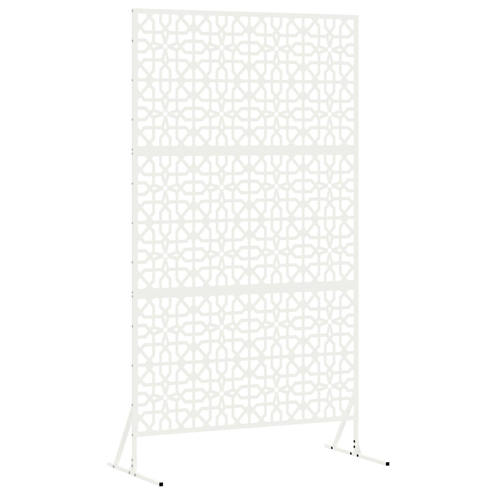 vidaXL Florales Zaunpanel Weiß Metall Mittel Dekoratives Design