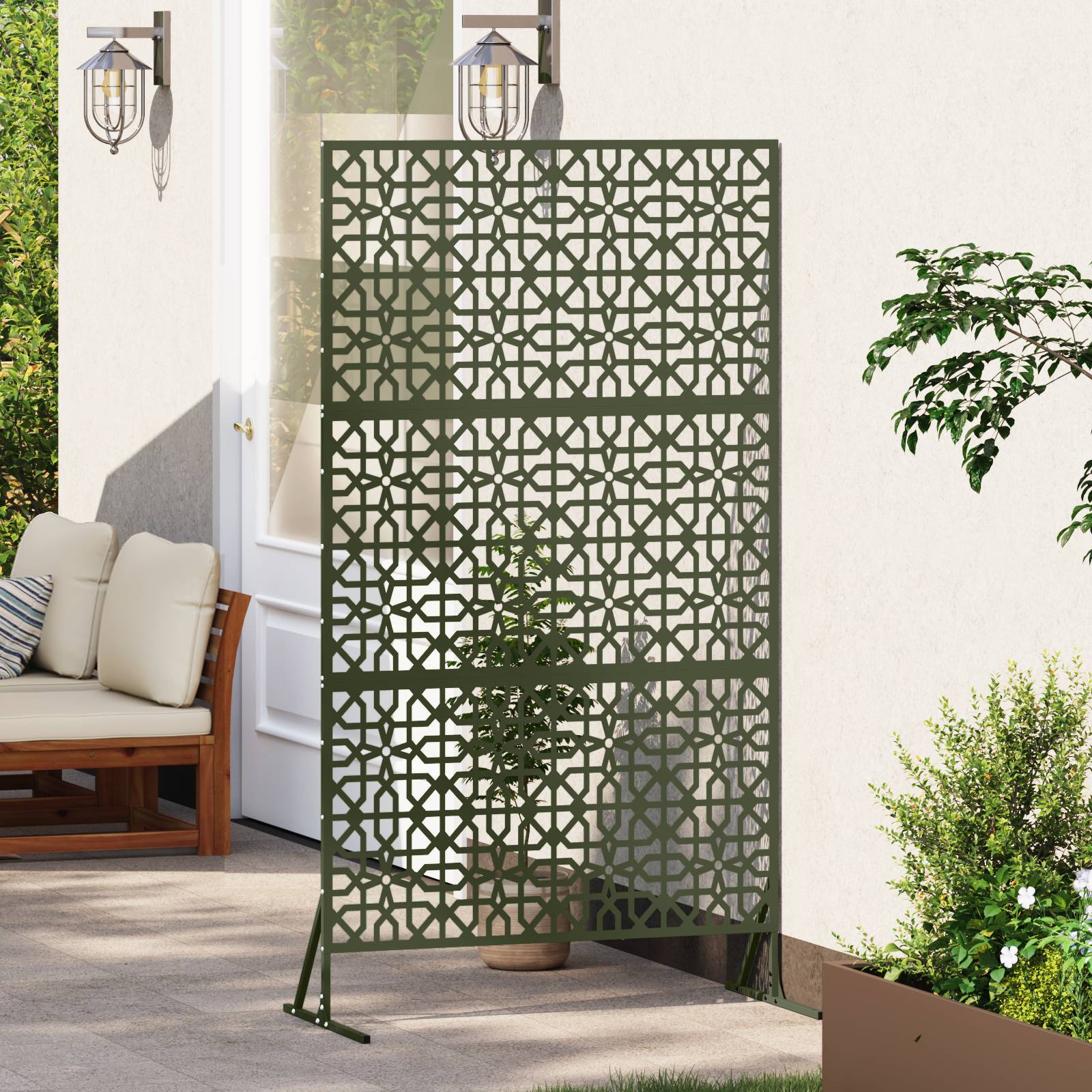 vidaXL Sichtschutz Olivgrün 100x50x180 cm aus Stahl.