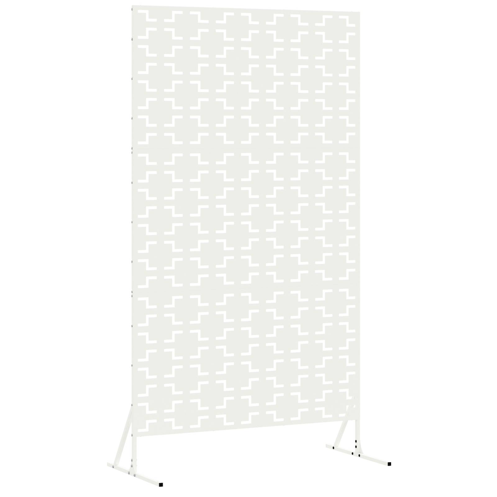 vidaXL Metallzaunpanel Weiß Metall Groß Dekorative Intarsien