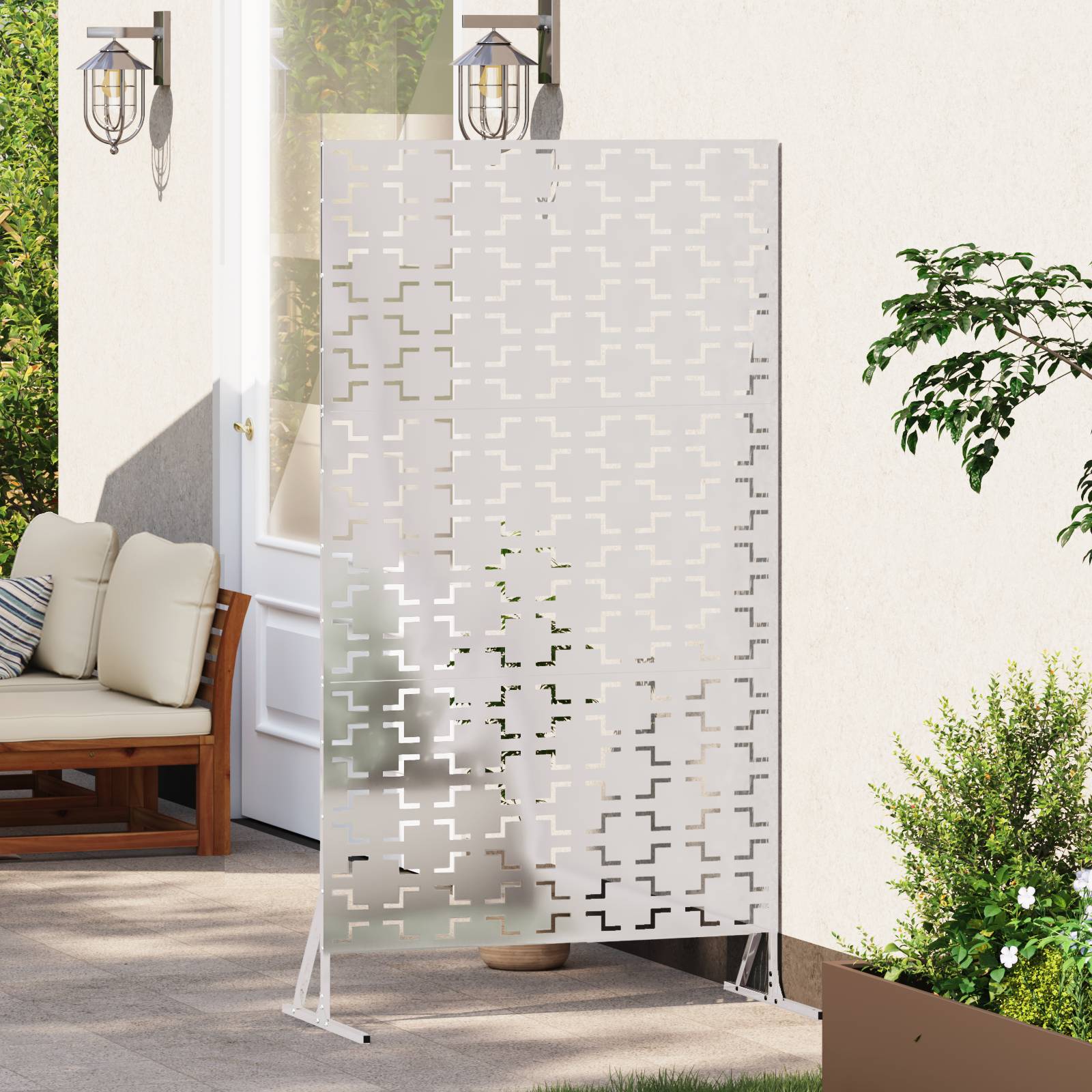 vidaXL Edelstahl-Zaunpanel Edelstahl Groß Dekorative Intarsien Zaunpanel