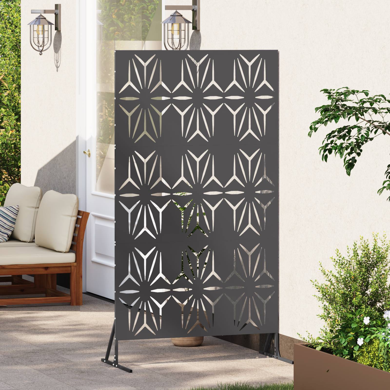 vidaXL Sichtschutz - Schwarz, 100x50x180 cm, Stahl.