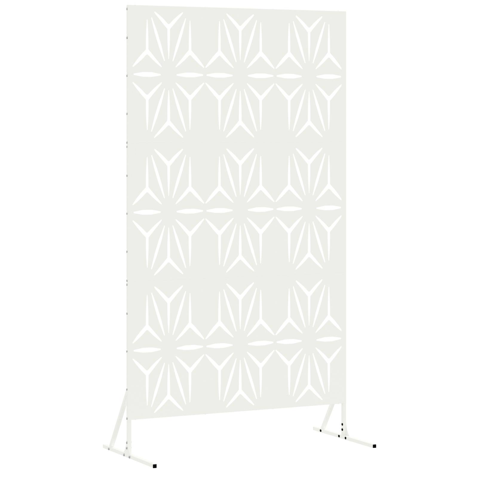 vidaXL Metallzaunpanel Weiß Metall Groß Dekorative Intarsien